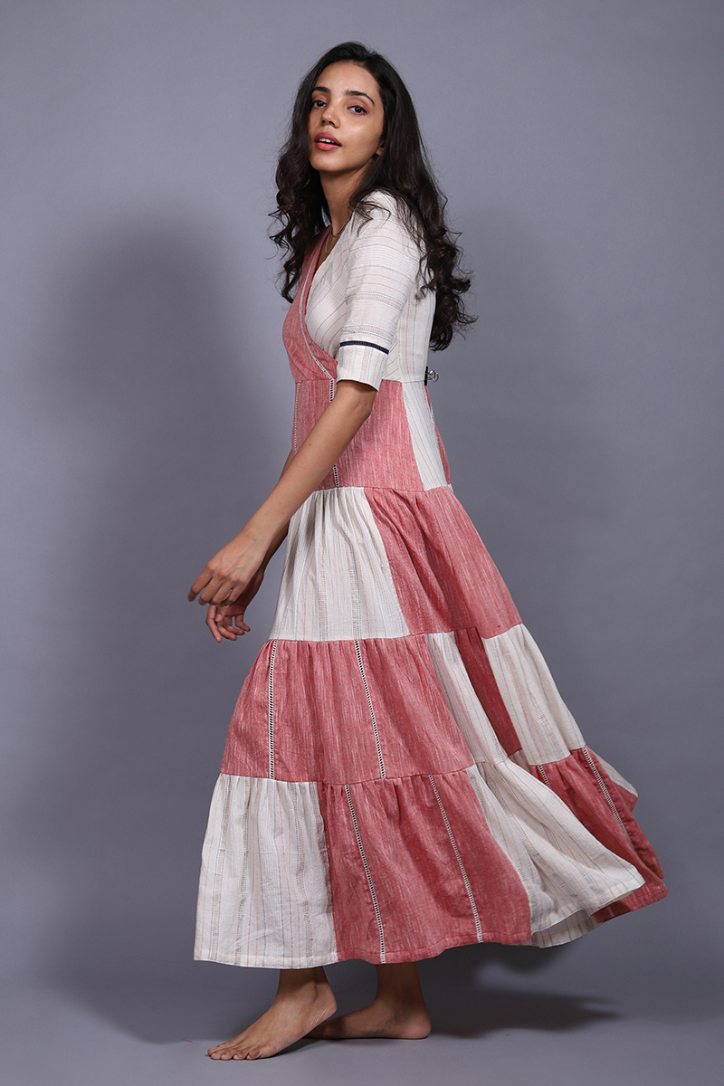 Chambray Woven Cotton Tier Dress