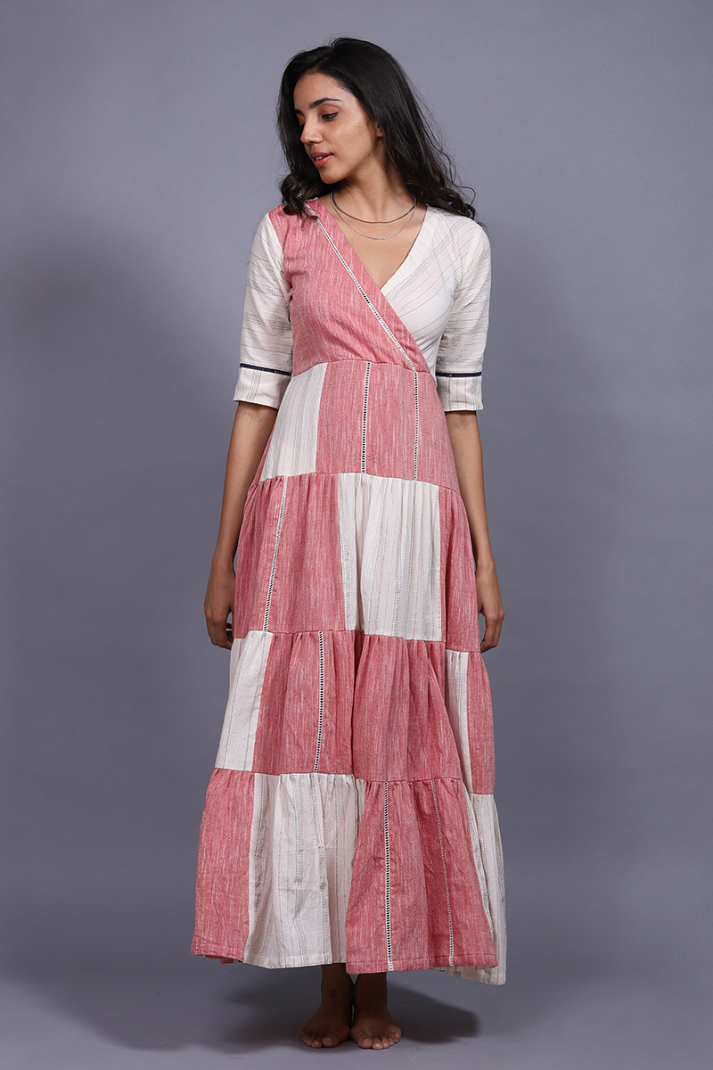 Chambray Woven Cotton Tier Dress