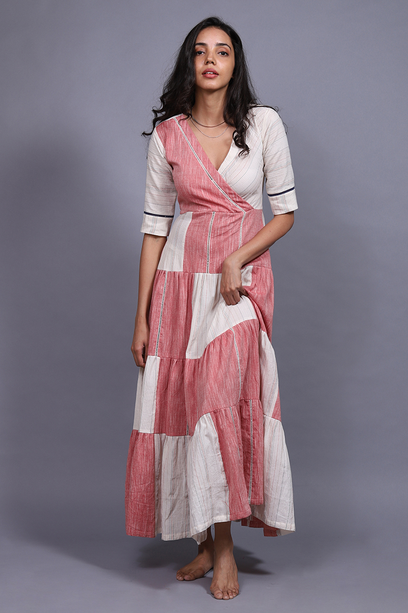 Chambray Woven Cotton Tier Dress