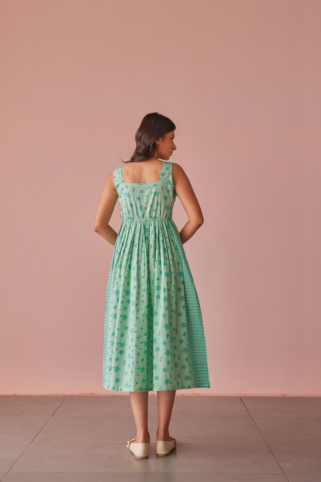 Mystic Cotton Modal Block Printed Midi Dress