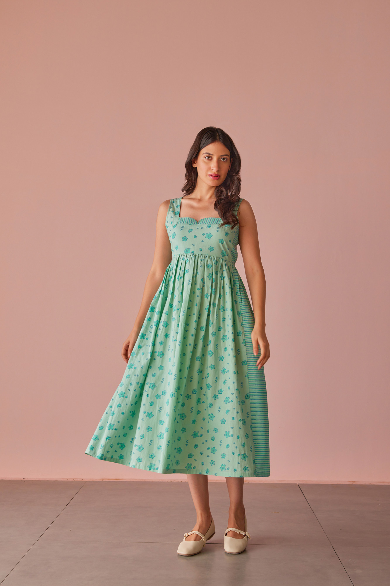 Mystic Cotton Modal Block Printed Midi Dress