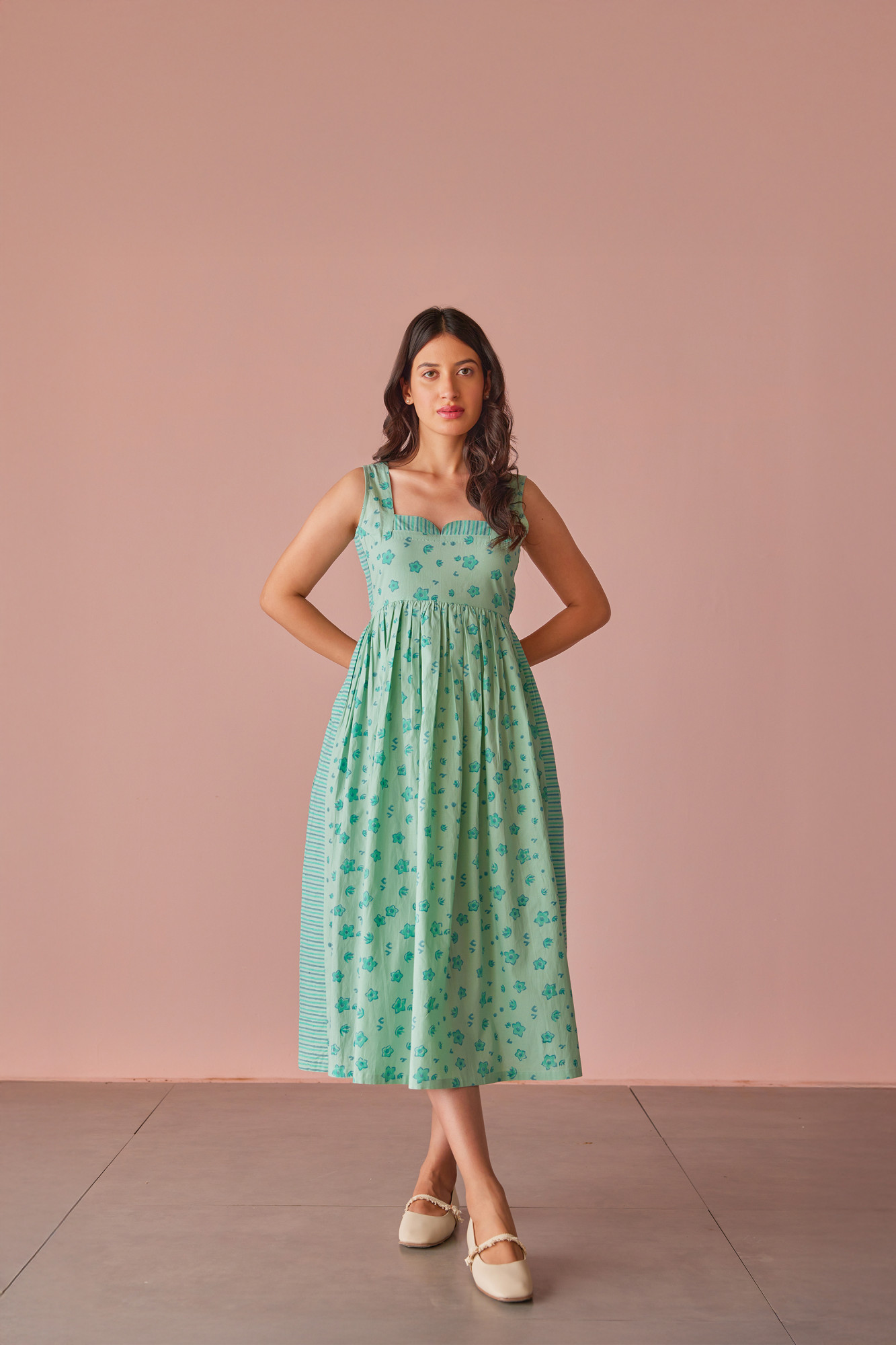 Mystic Cotton Modal Block Printed Midi Dress