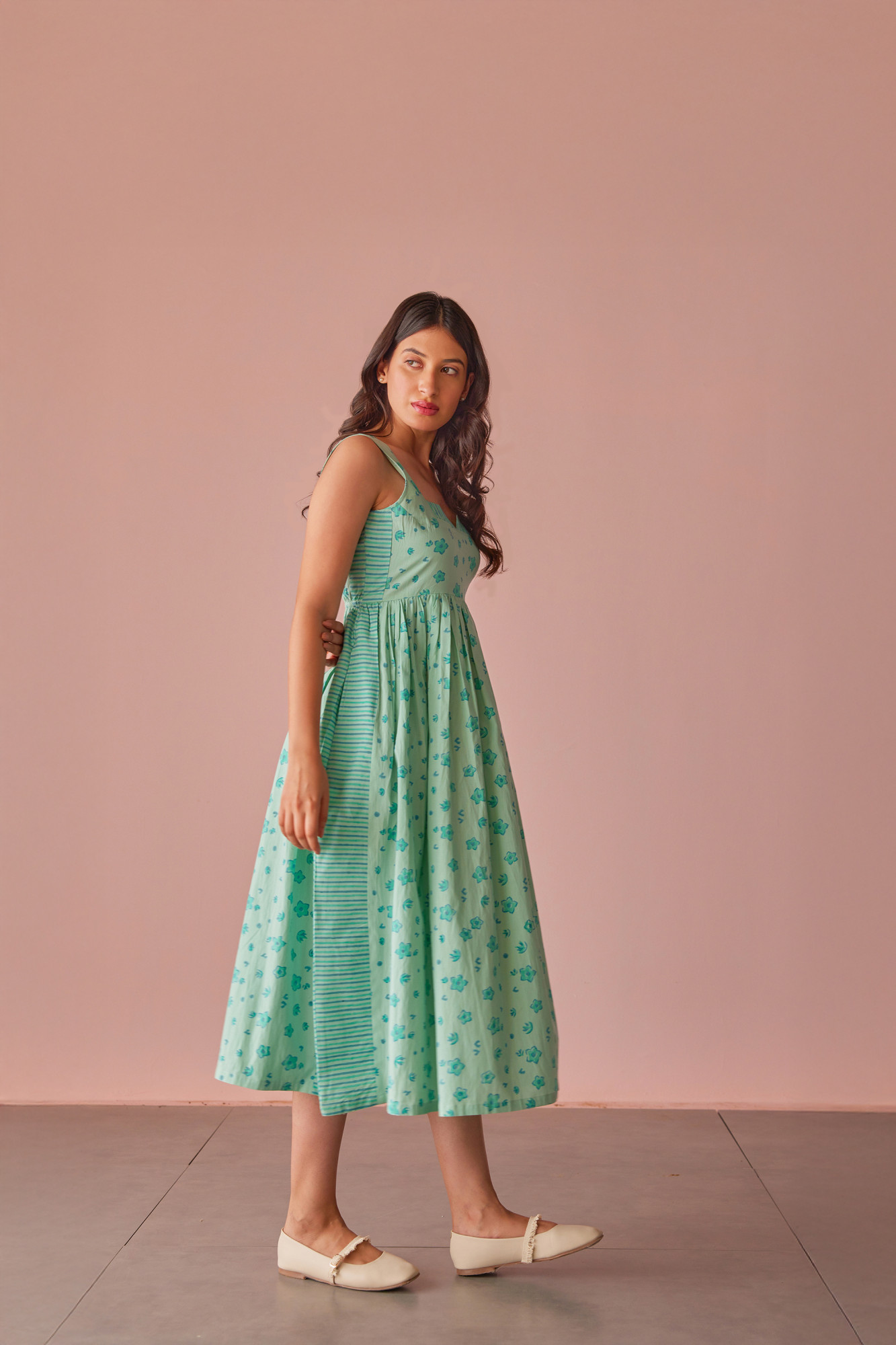 Mystic Cotton Modal Block Printed Midi Dress