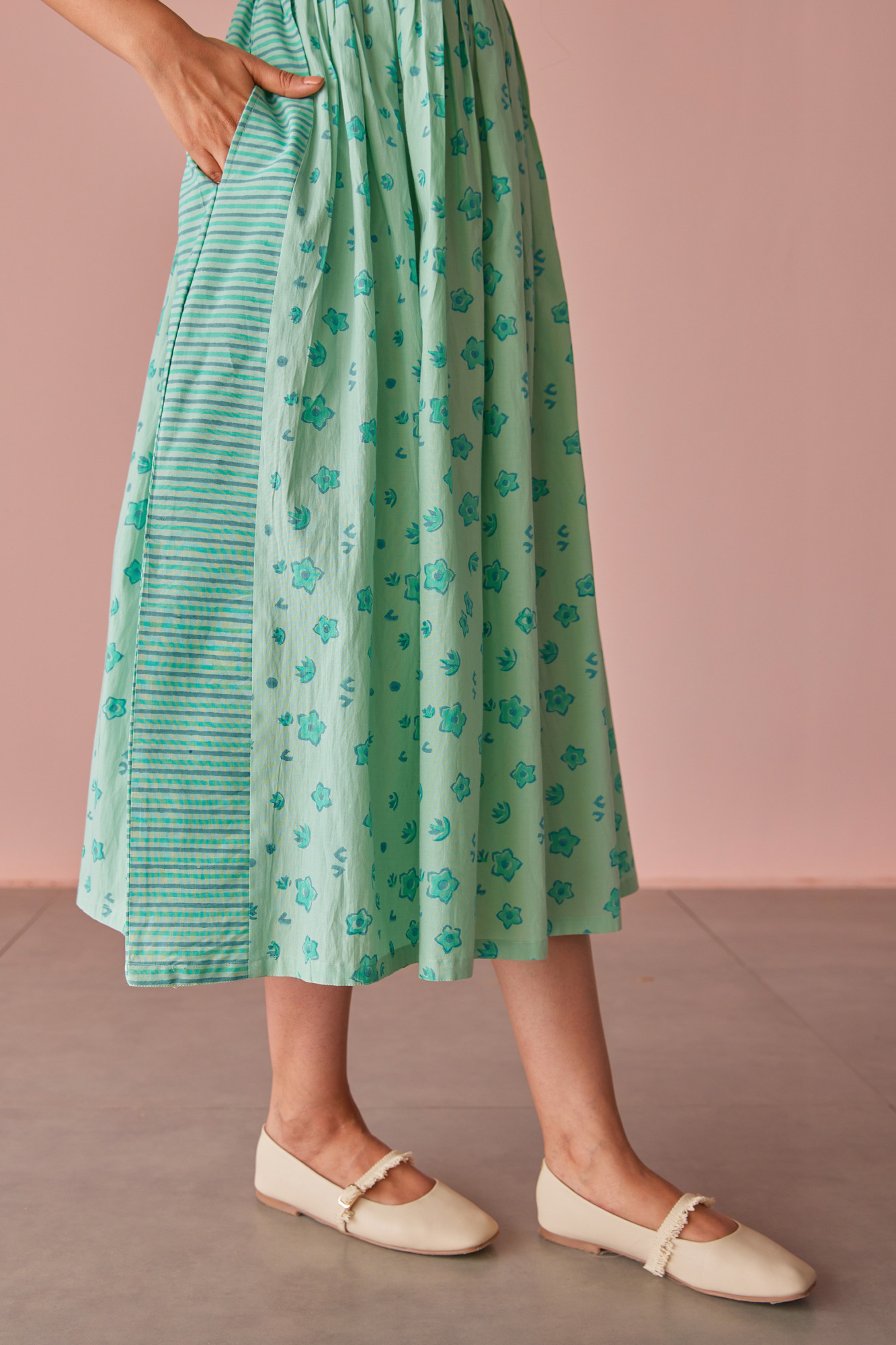Mystic Cotton Modal Block Printed Midi Dress