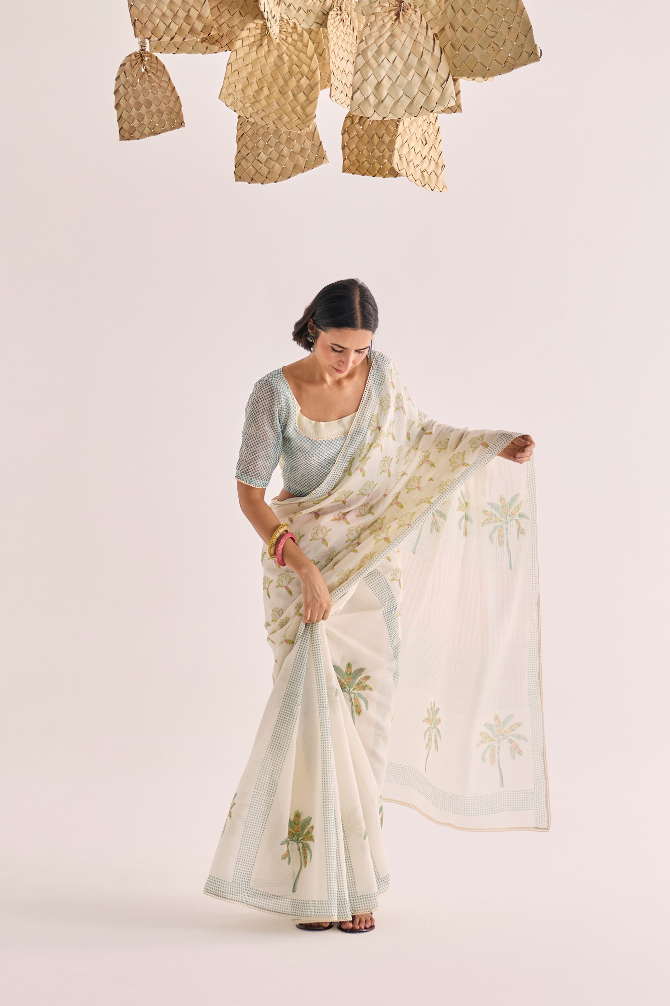 Taru Block Printed Chanderi Saree