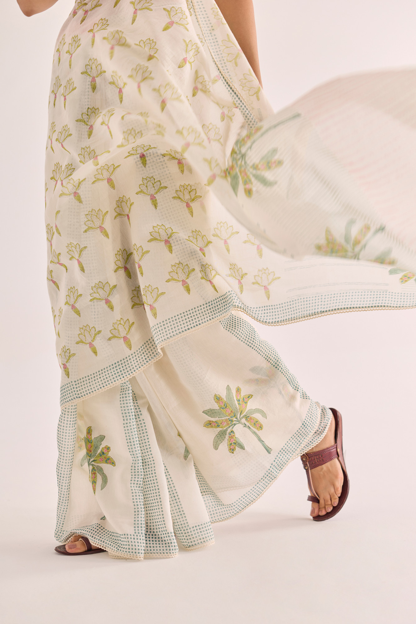 Taru Block Printed Chanderi Saree