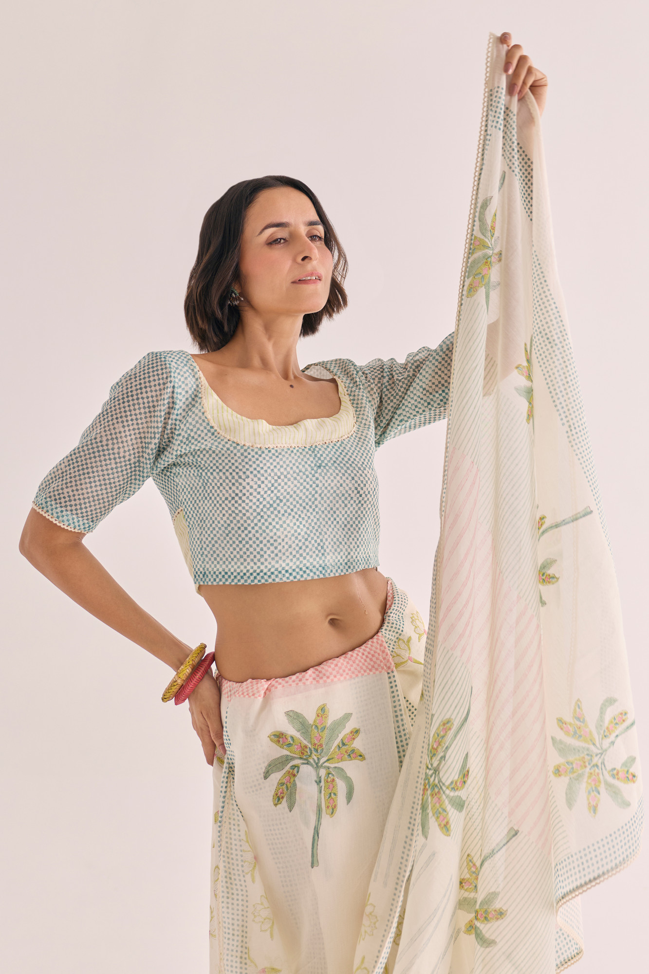 Taru Block Printed Chanderi Blouse