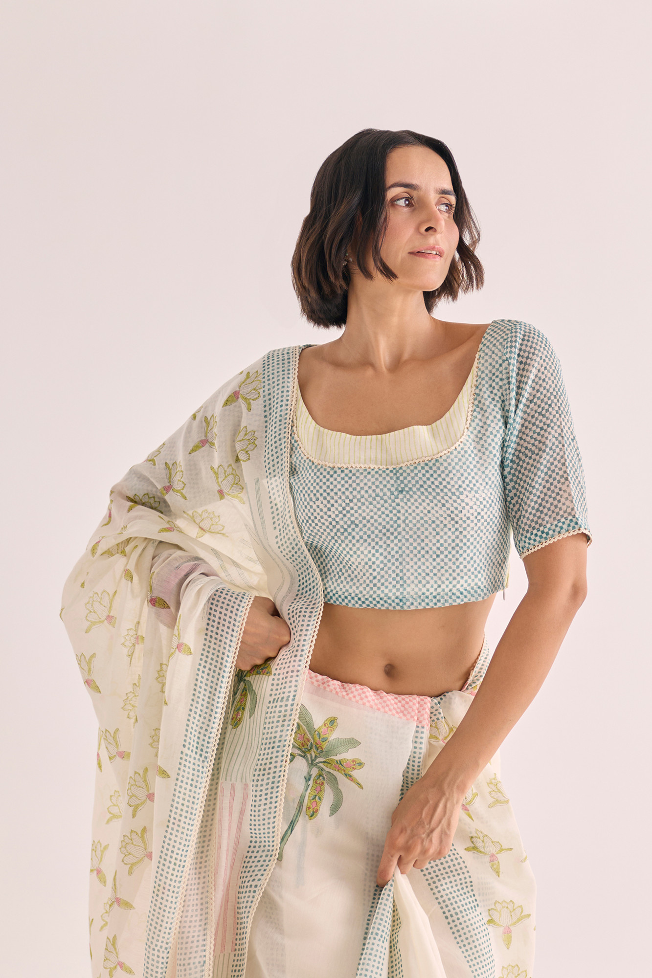 Taru Block Printed Chanderi Blouse