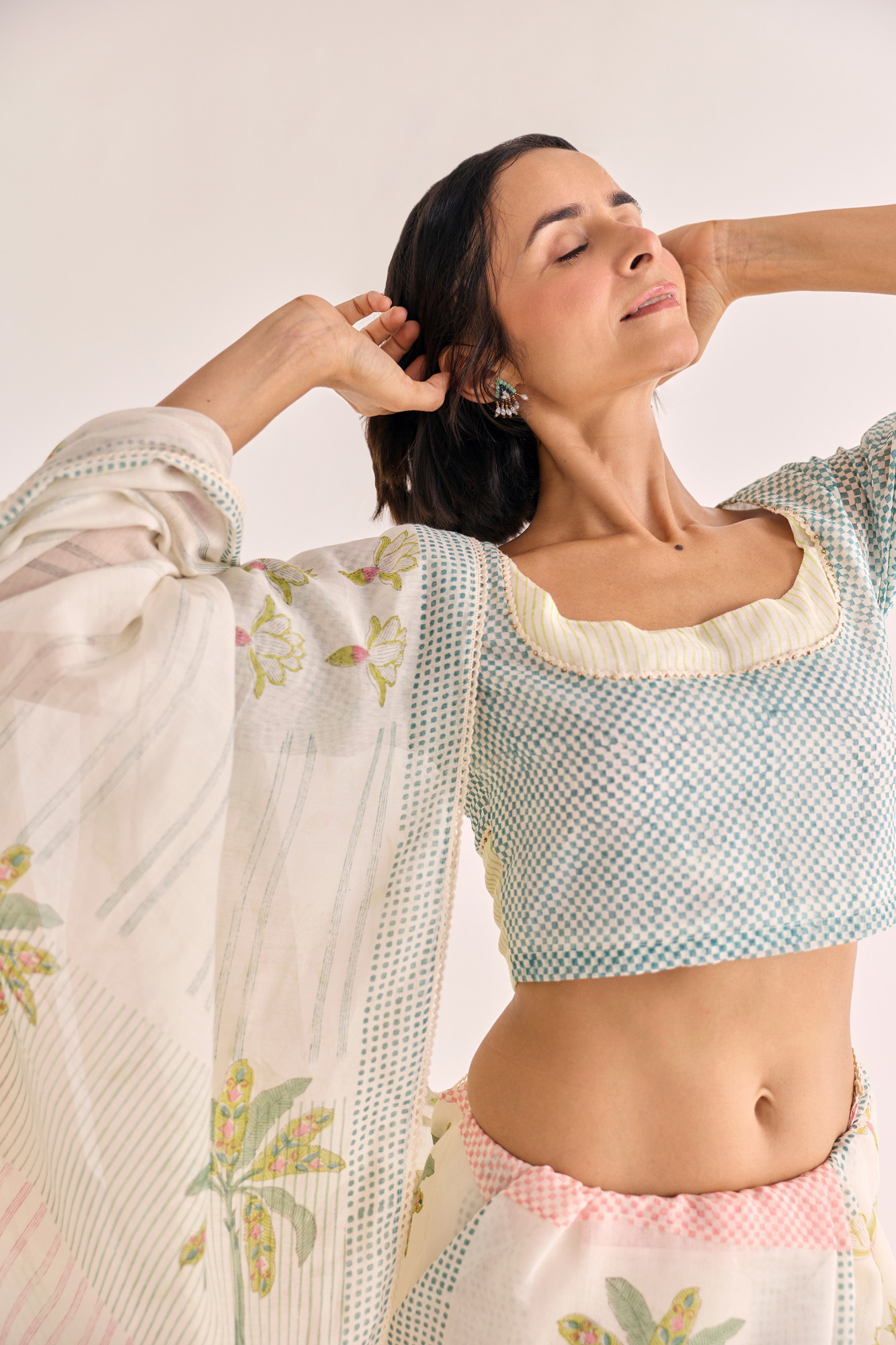 Taru Block Printed Chanderi Blouse