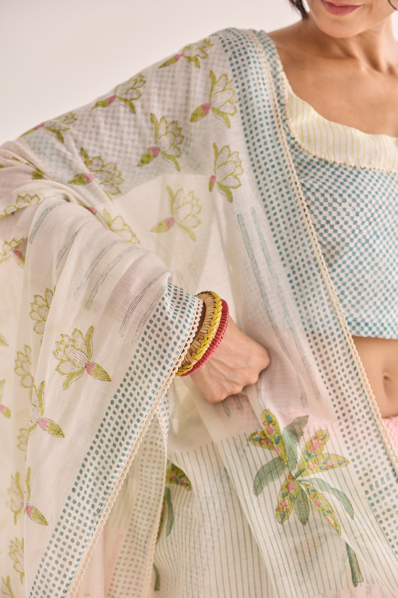 Taru Block Printed Chanderi Saree