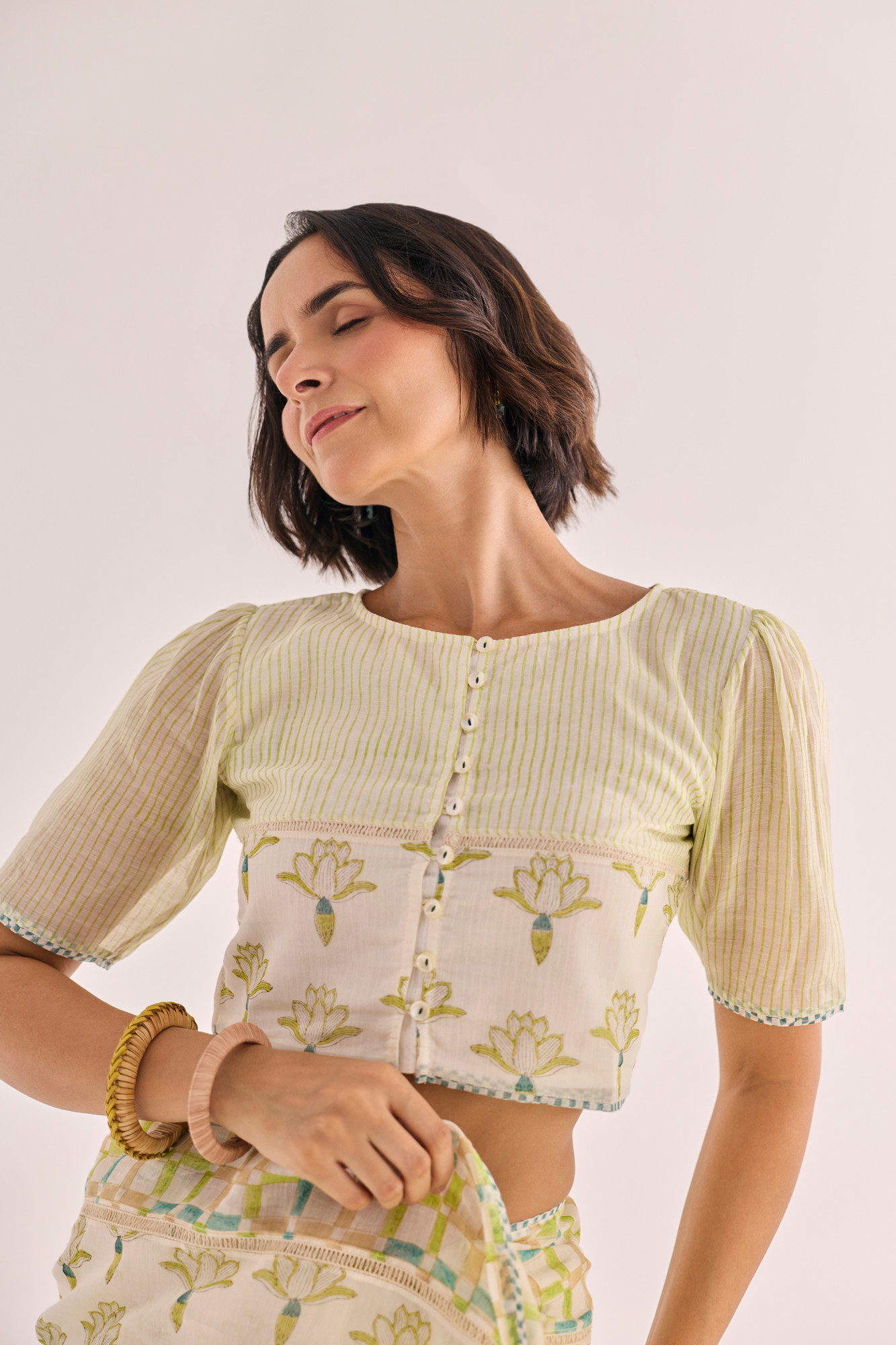 Musa Block Printed Chanderi Blouse