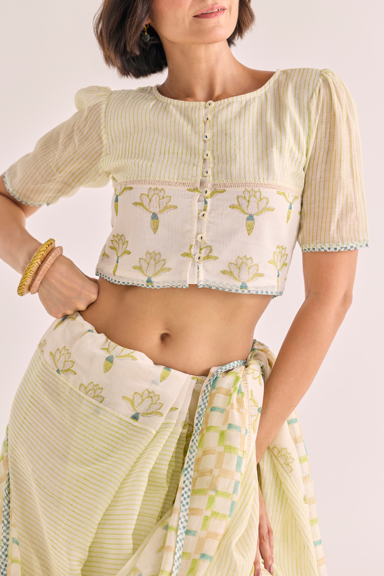 Musa Block Printed Chanderi Blouse