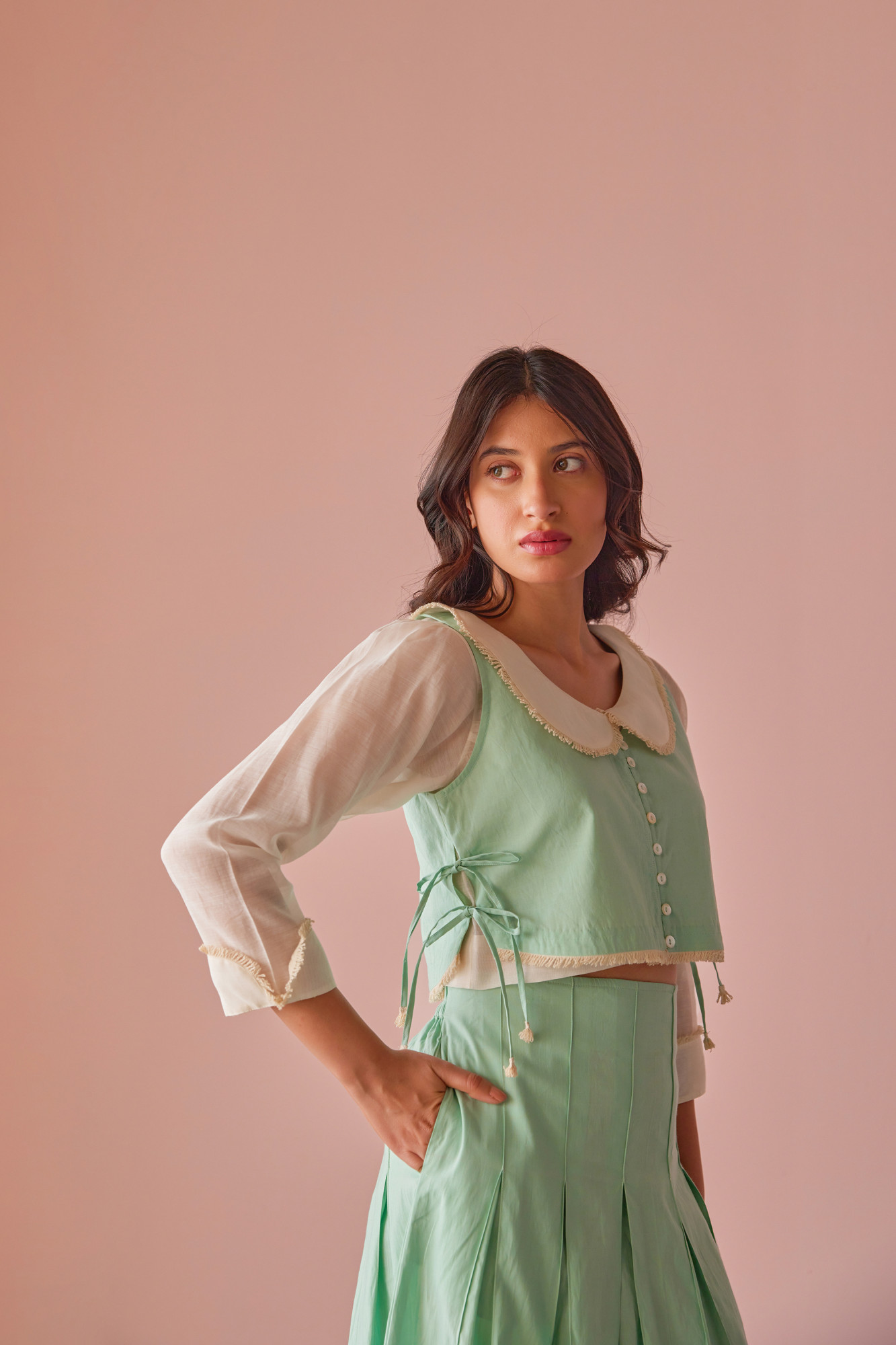 Opal Aura Cotton Modal Chanderi Top