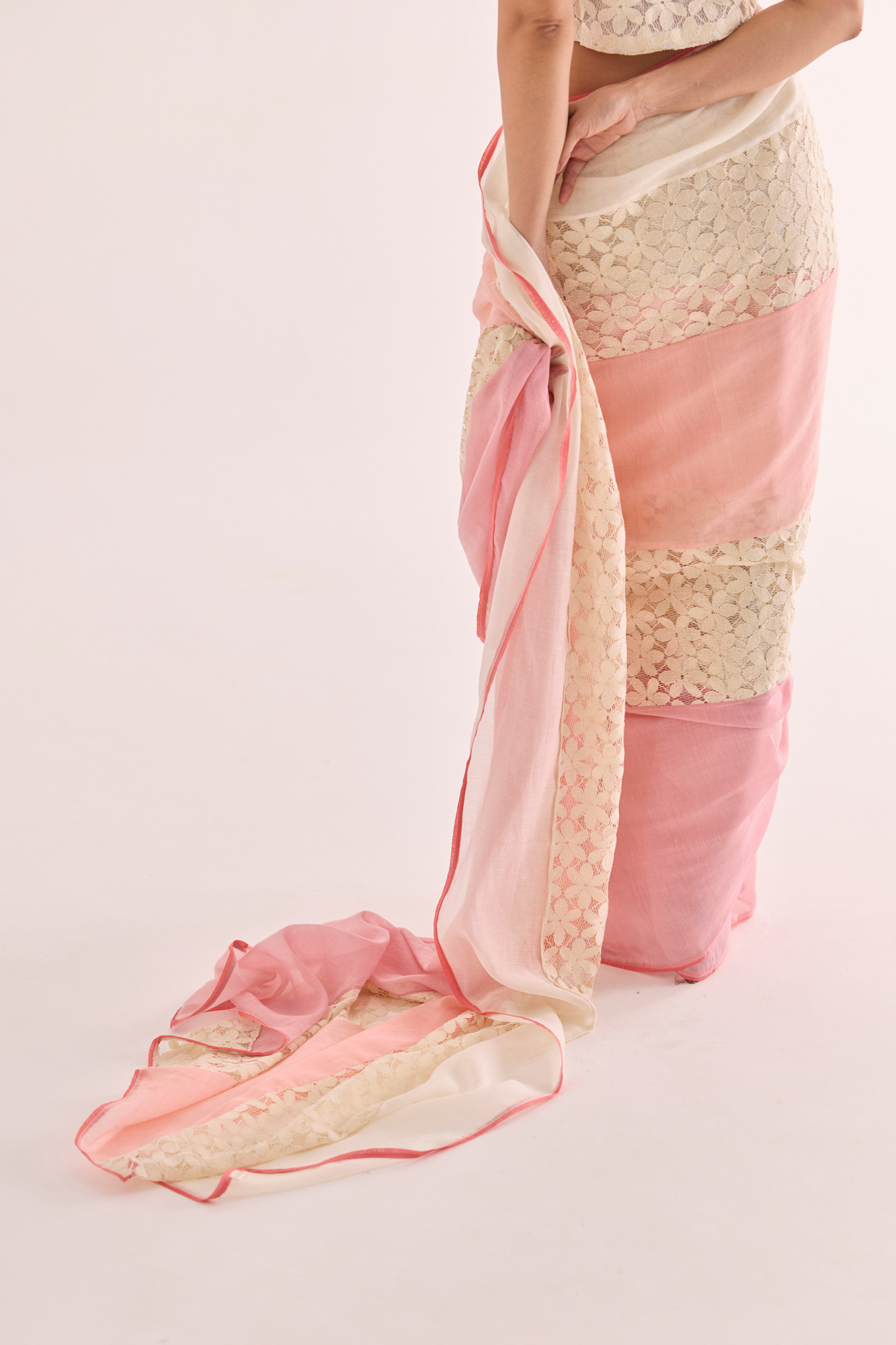 Bela Lace Panelled Chanderi Saree