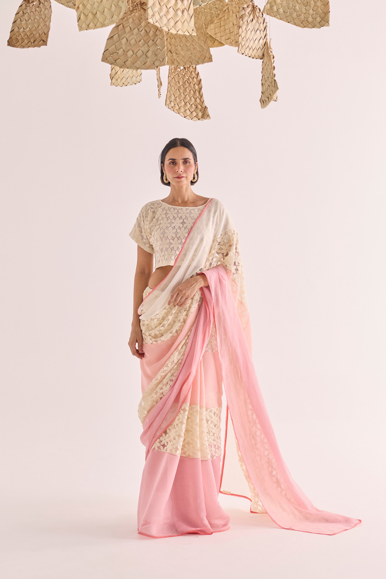 Bela Lace Panelled Chanderi Saree