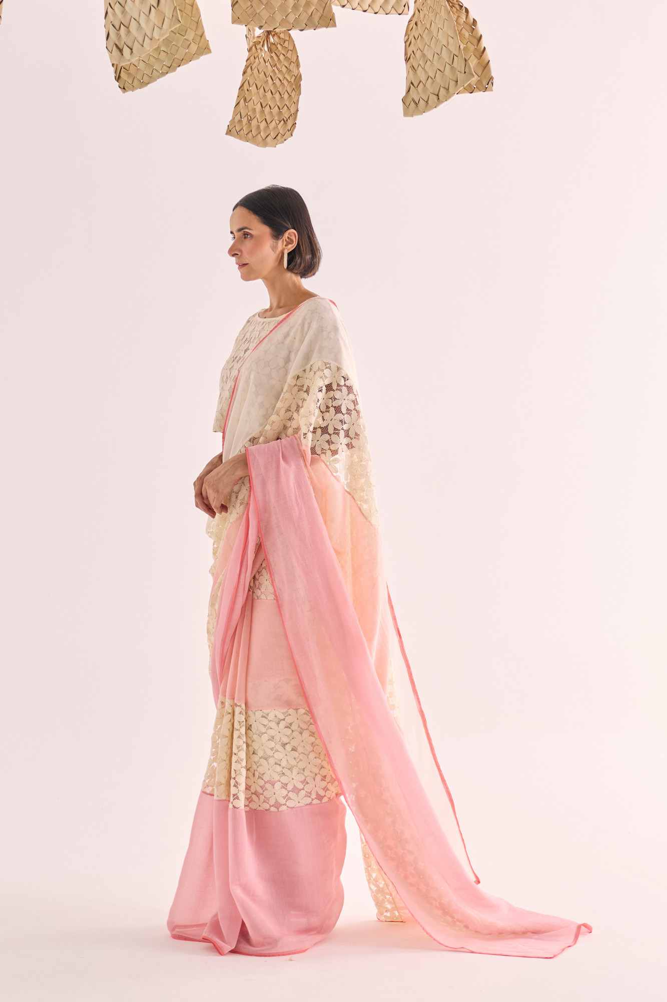 Bela Lace Panelled Chanderi Saree