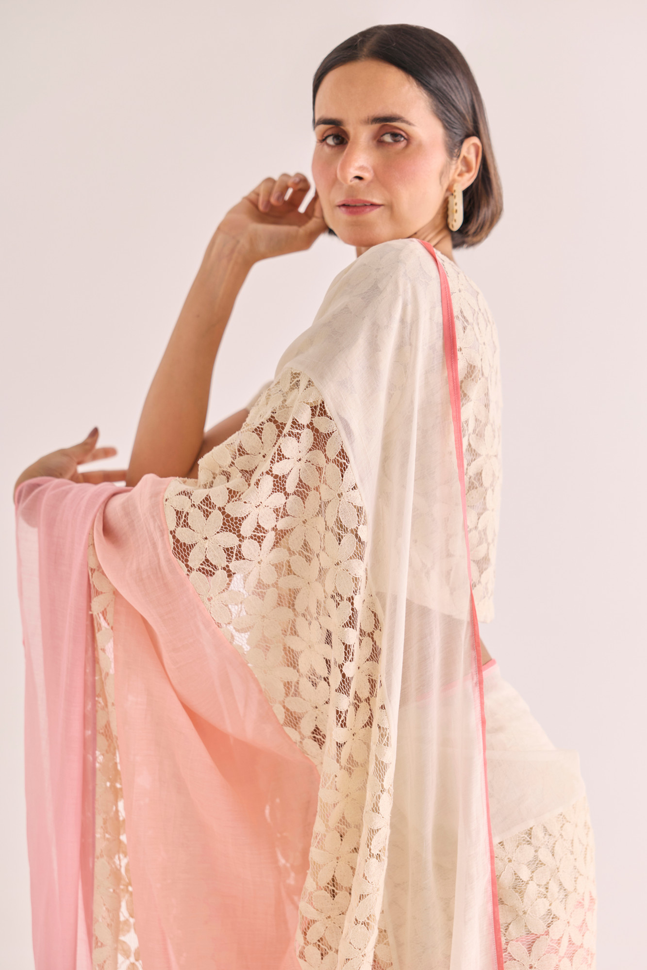 Bela Lace Panelled Chanderi Saree