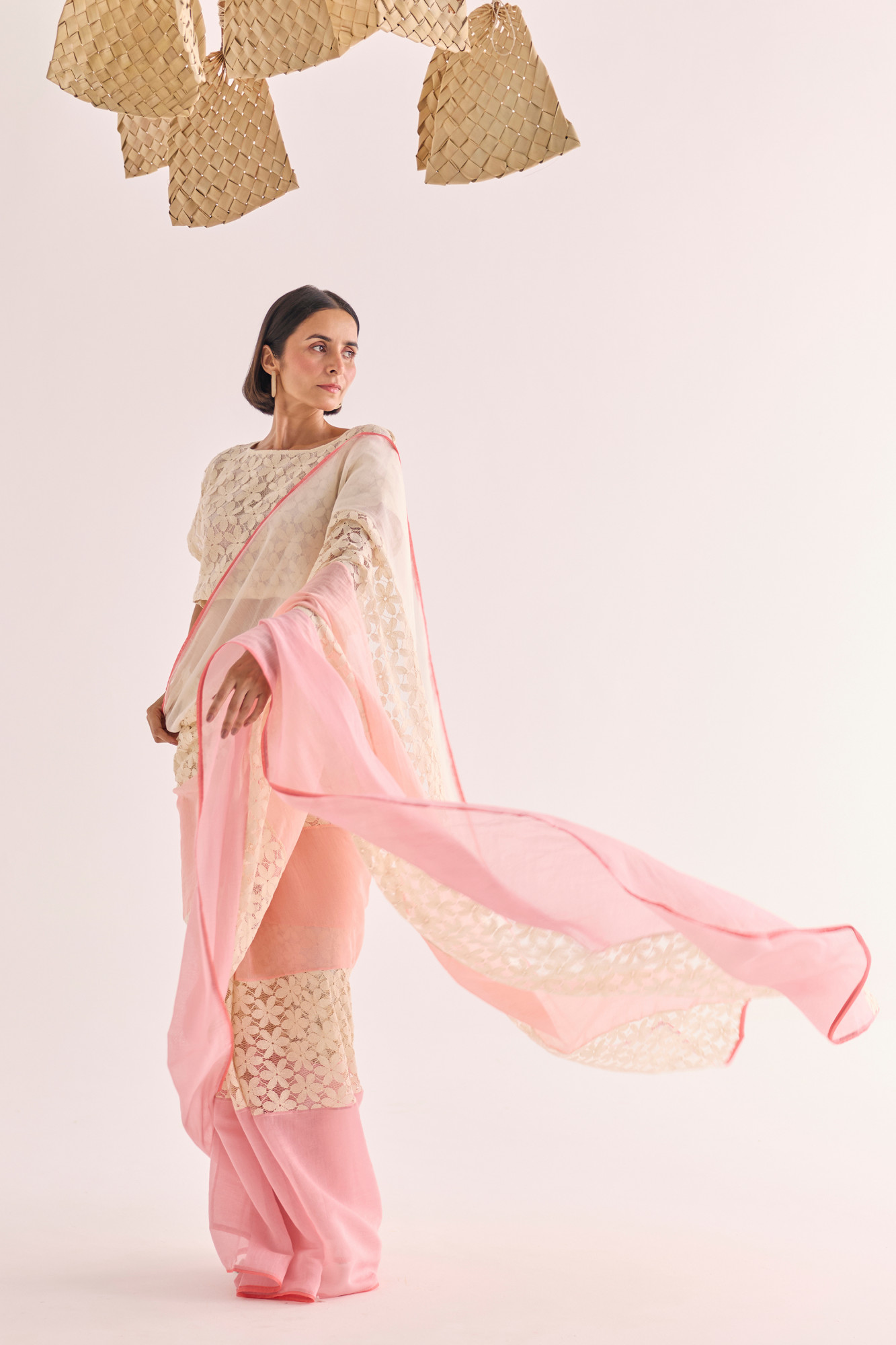 Bela Lace Panelled Chanderi Saree