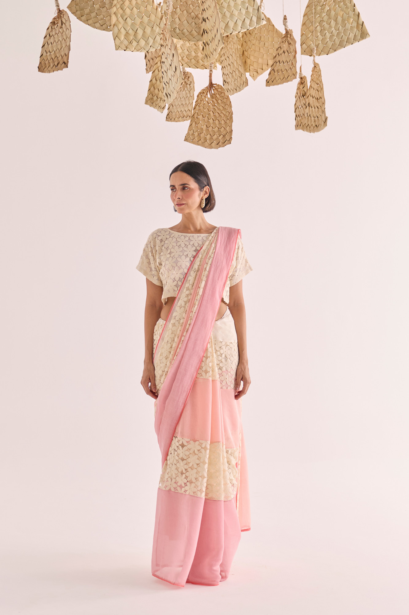 Bela Lace Panelled Chanderi Saree