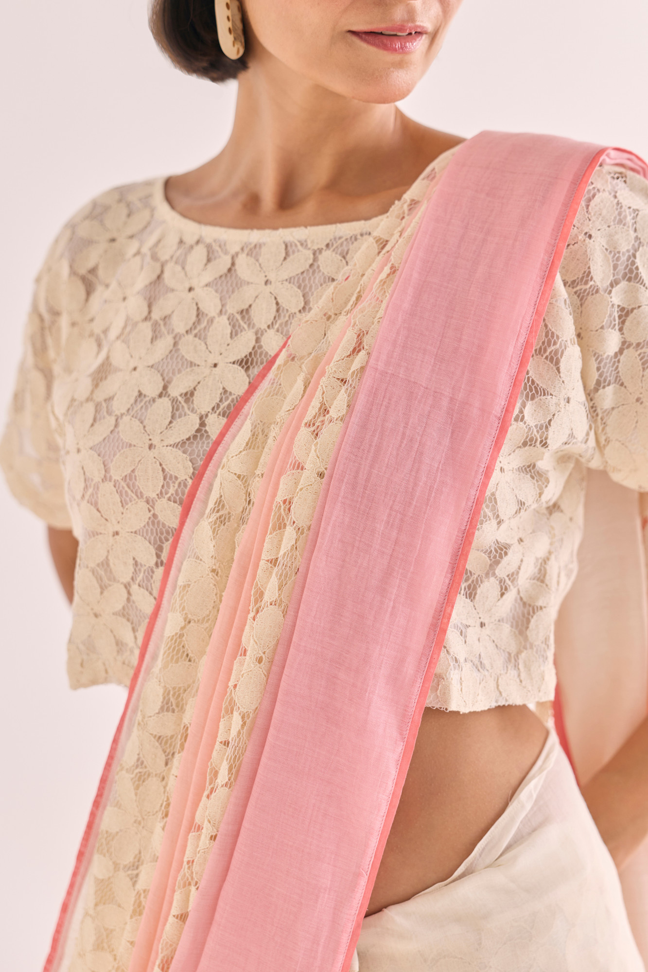 Bela Lace Panelled Chanderi Saree