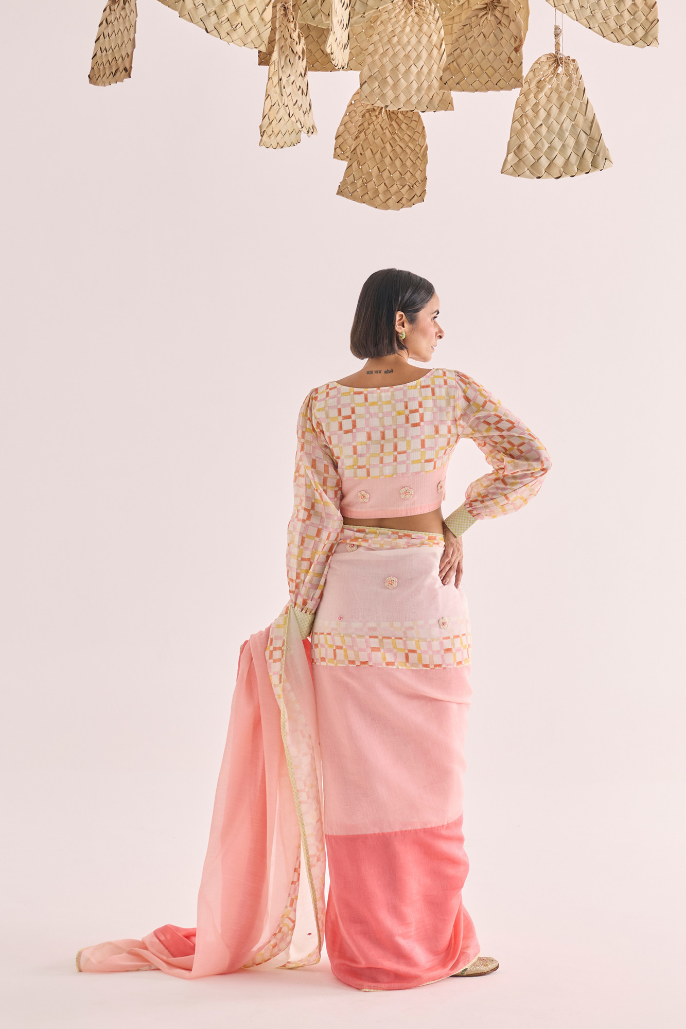 Kohana Block Printed Panelled Chanderi Saree