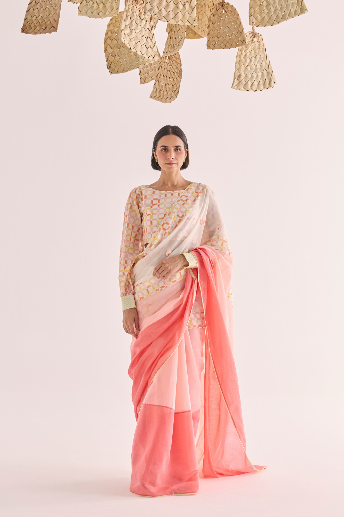 Kohana Block Printed Panelled Chanderi Saree