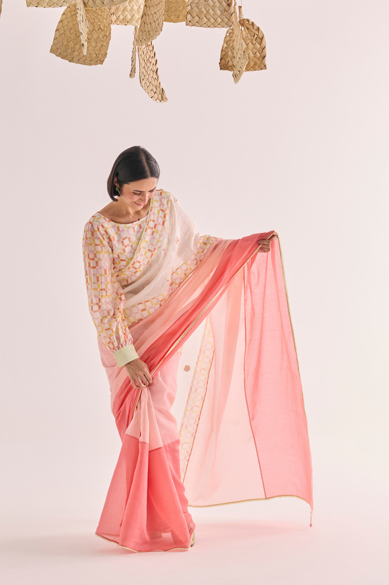 Kohana Block Printed Panelled Chanderi Saree