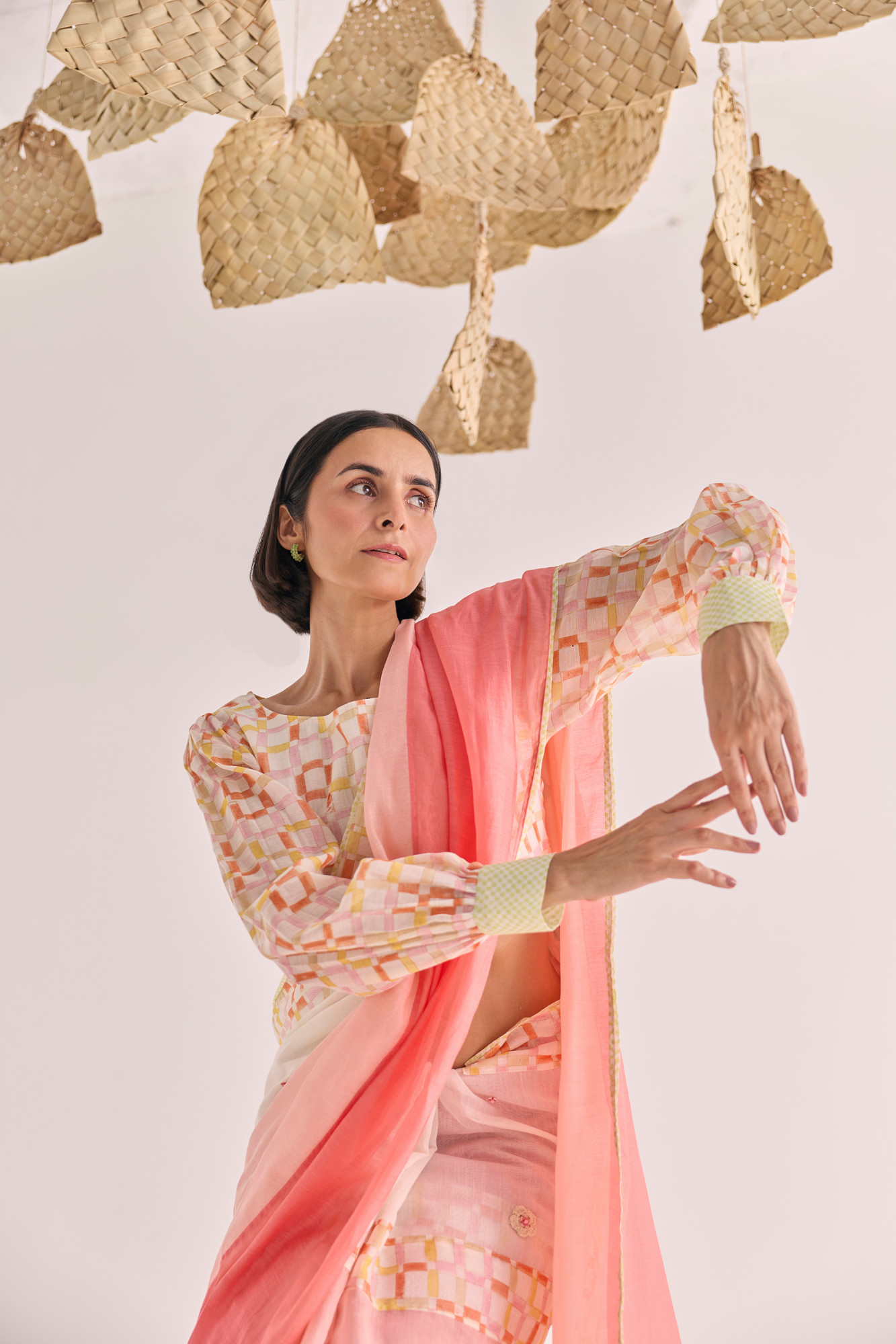 Kohana Block Printed Panelled Chanderi Saree