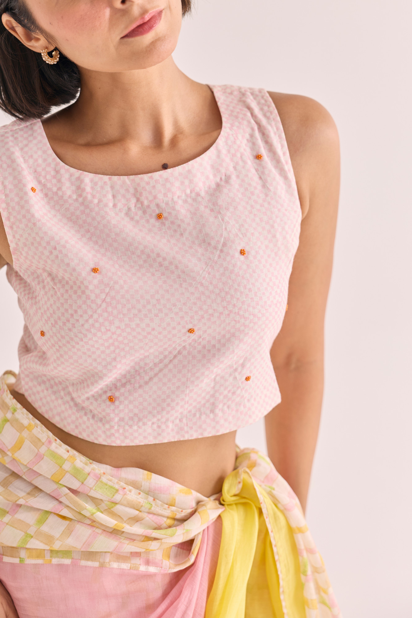 Yuzu Block Printed Chanderi Blouse