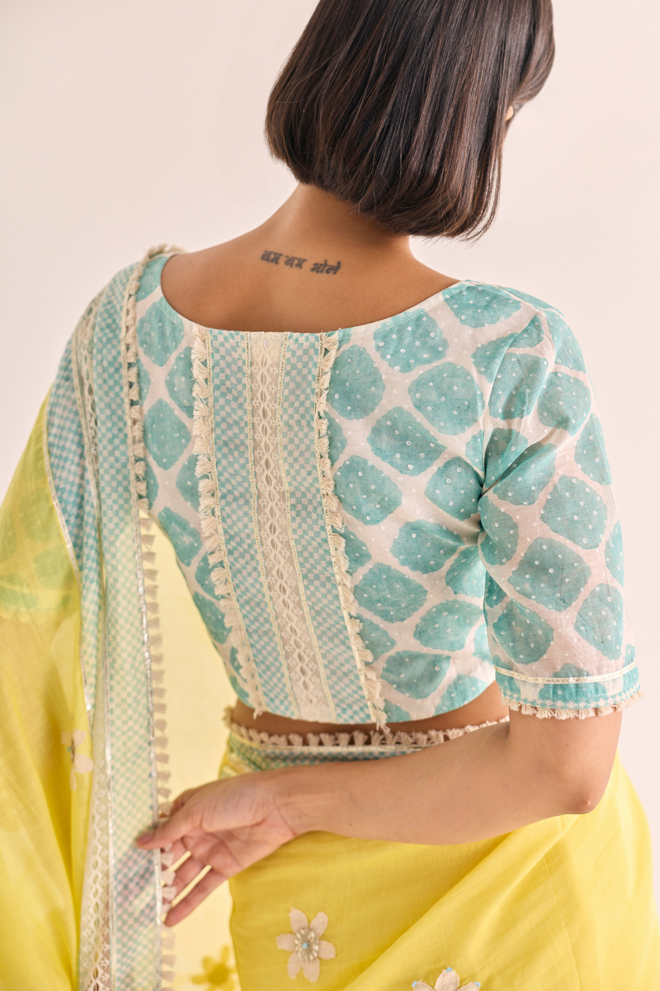 Arka Block Printed Chanderi Blouse