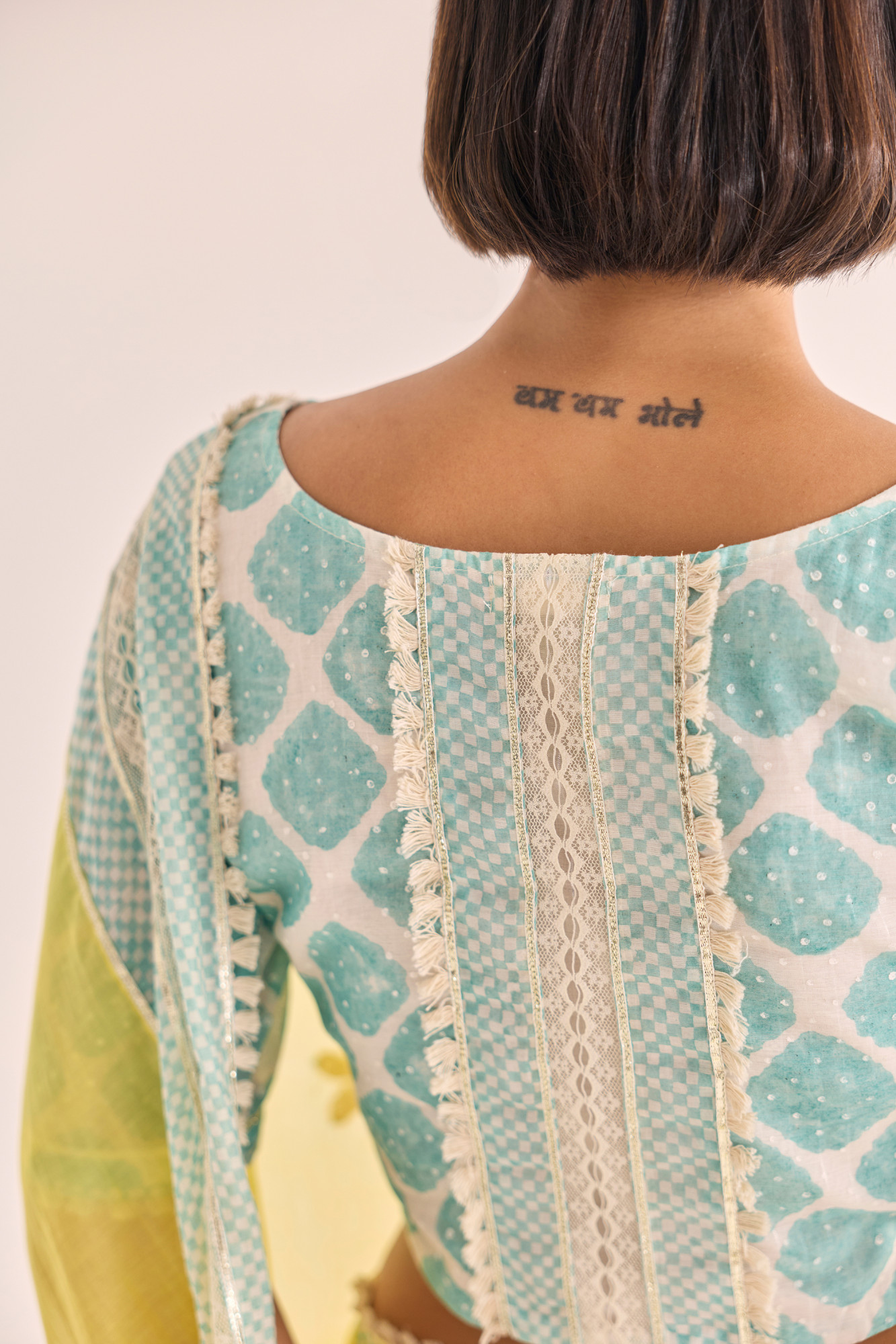 Arka Block Printed Chanderi Blouse