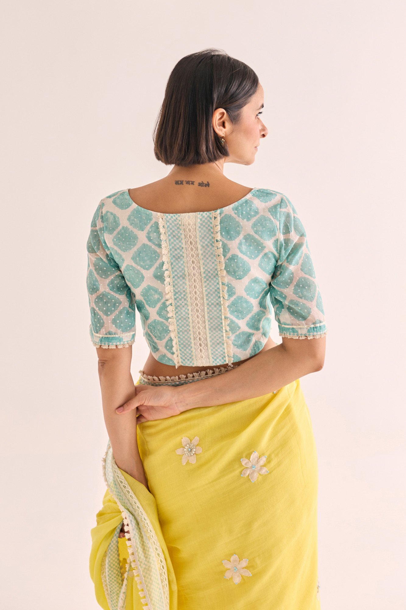 Arka Block Printed Chanderi Blouse