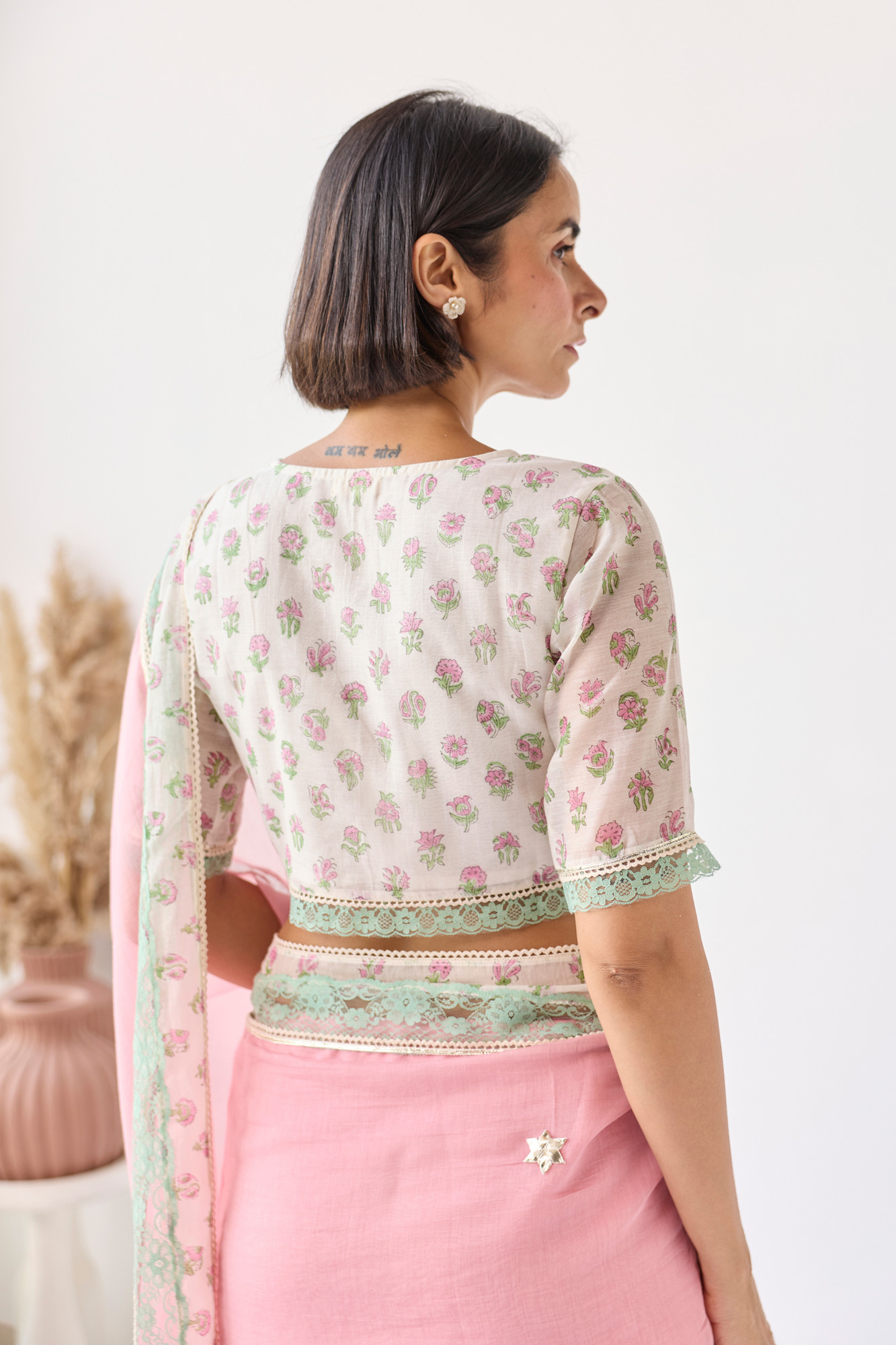 Gul Block Printed Chanderi Blouse