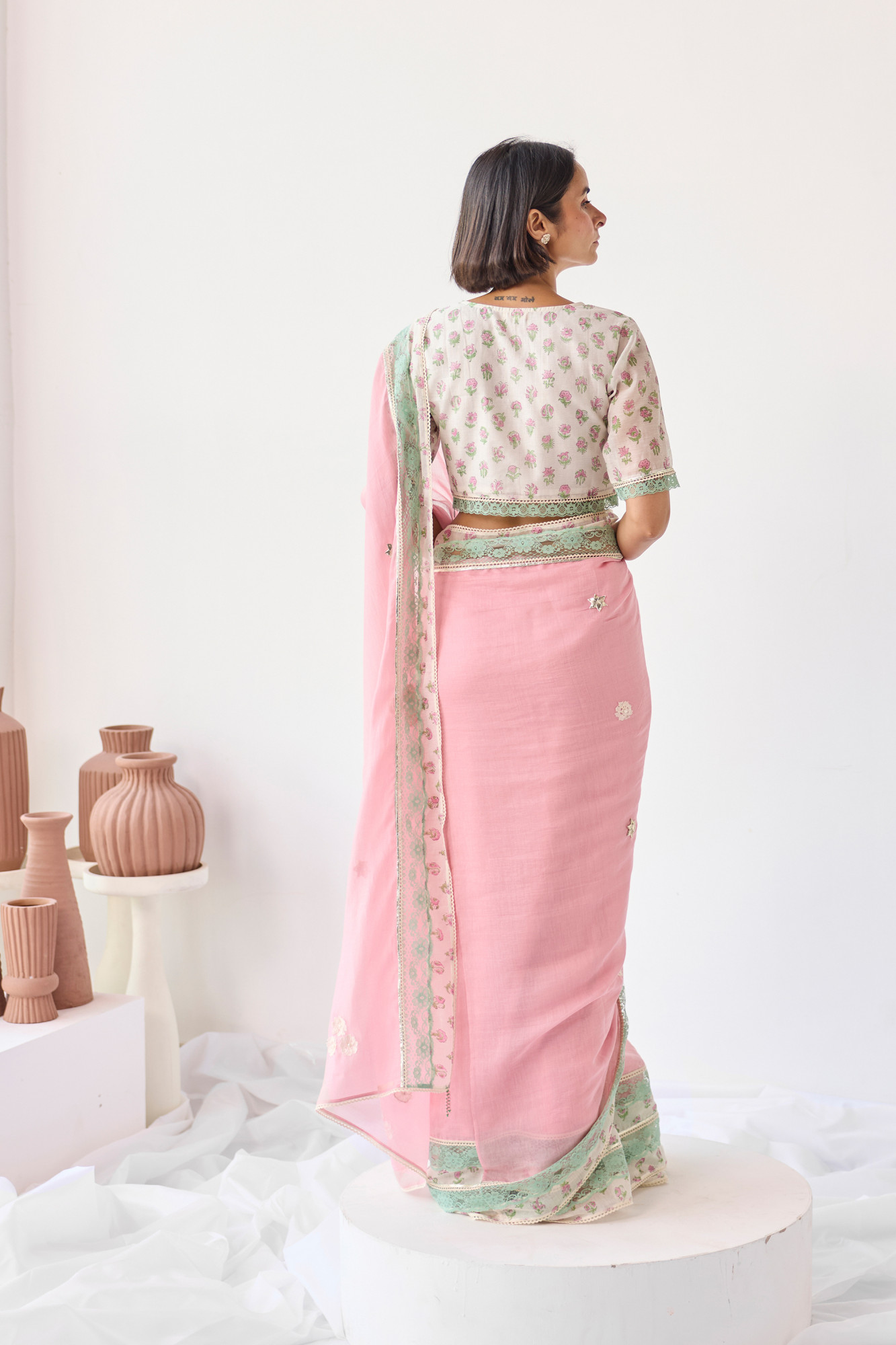Gul Block Printed Chanderi Saree