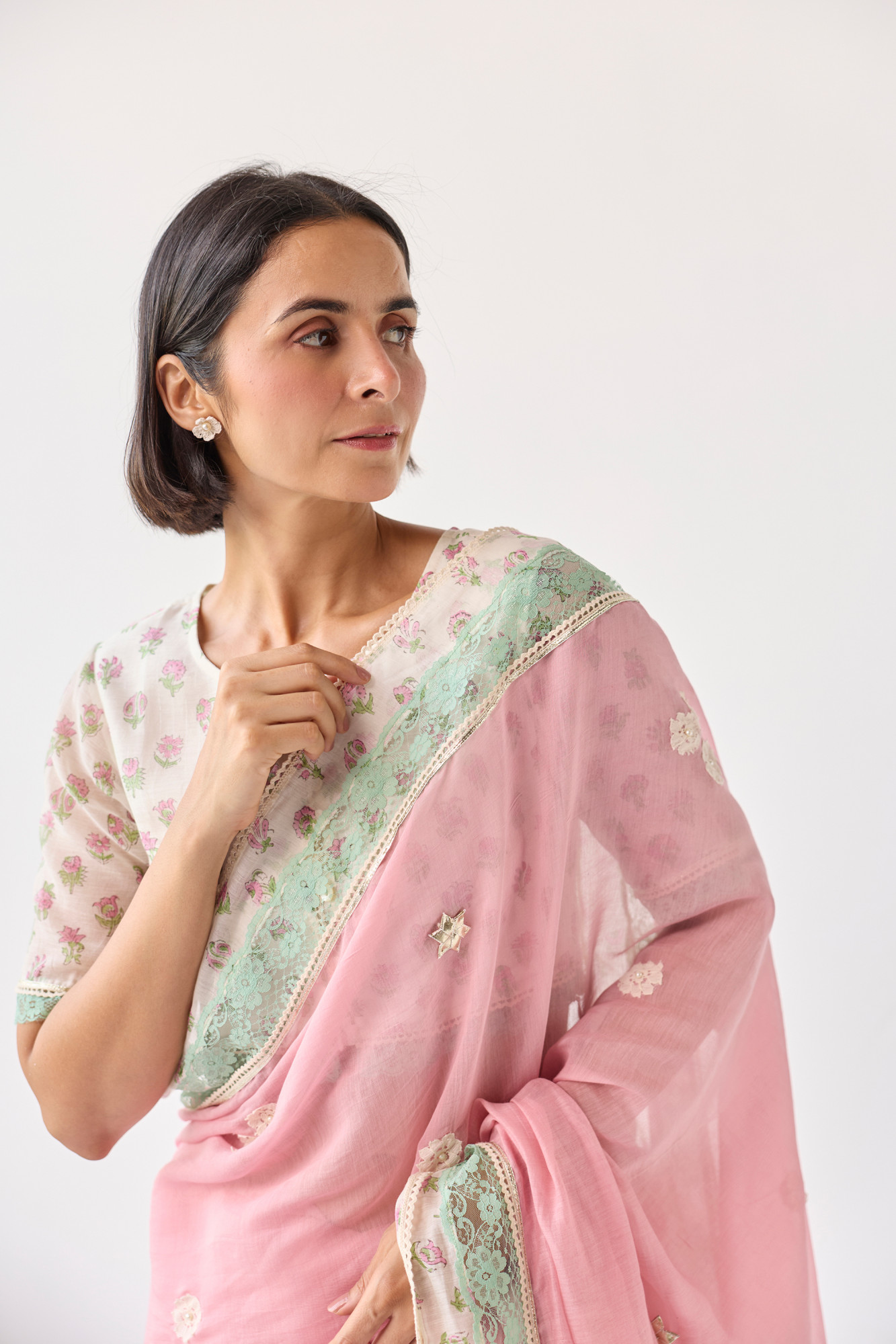 Gul Block Printed Chanderi Saree