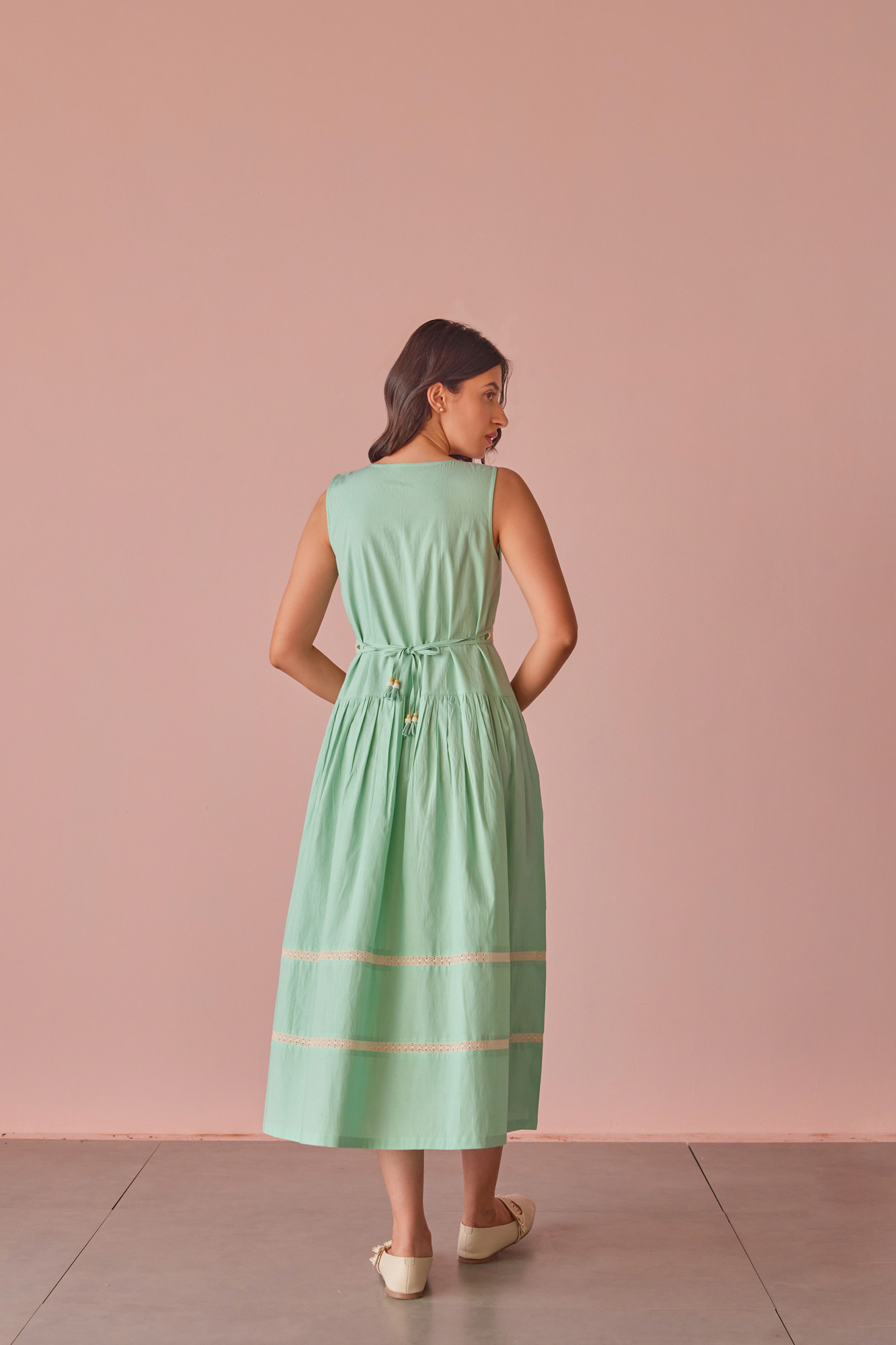 Sage Dream Cotton Modal Drop Waist Dress