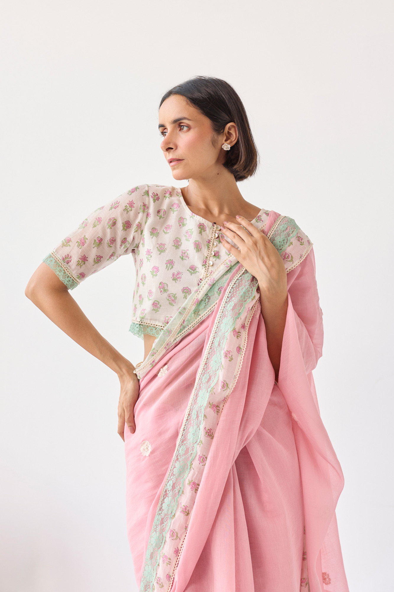 Gul Block Printed Chanderi Blouse