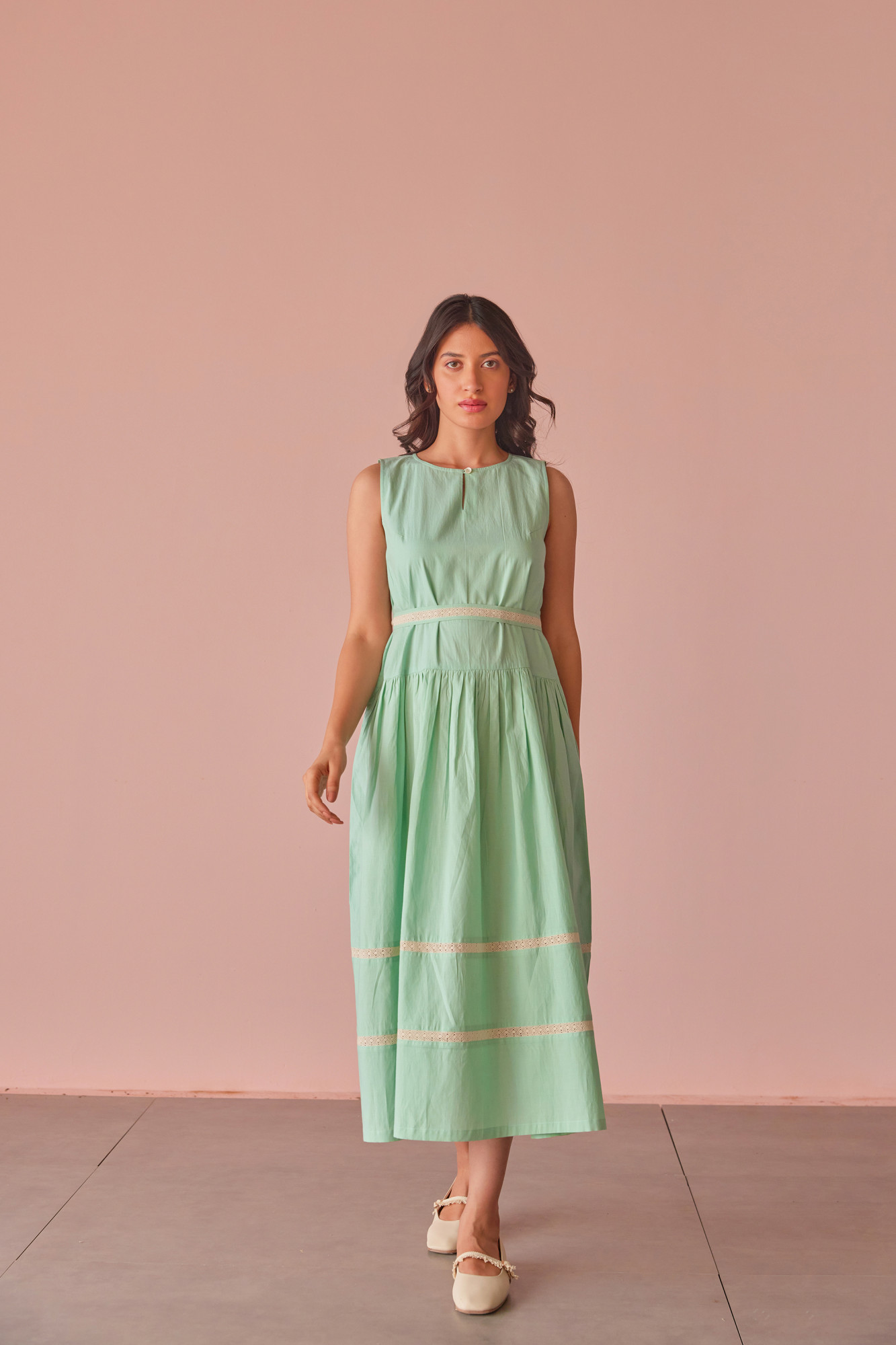 Sage Dream Cotton Modal Drop Waist Dress
