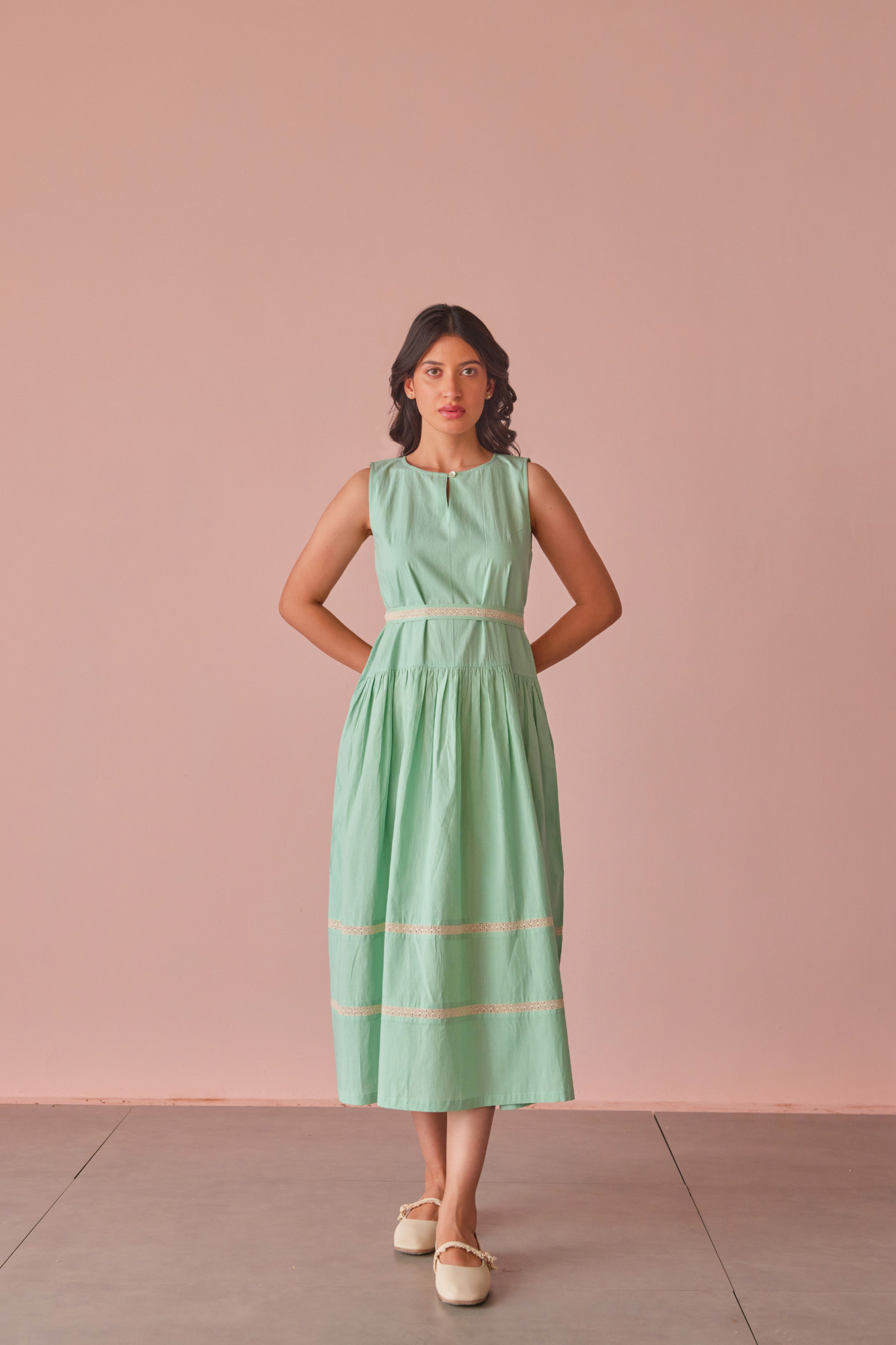Sage Dream Cotton Modal Drop Waist Dress