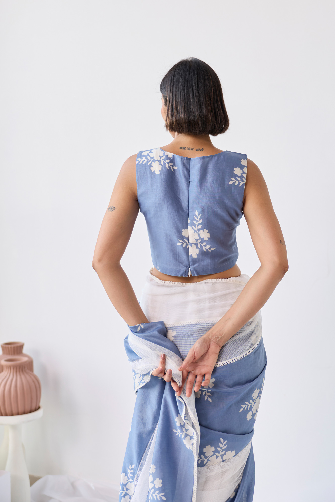Nilofar Block Printed Chanderi Blouse