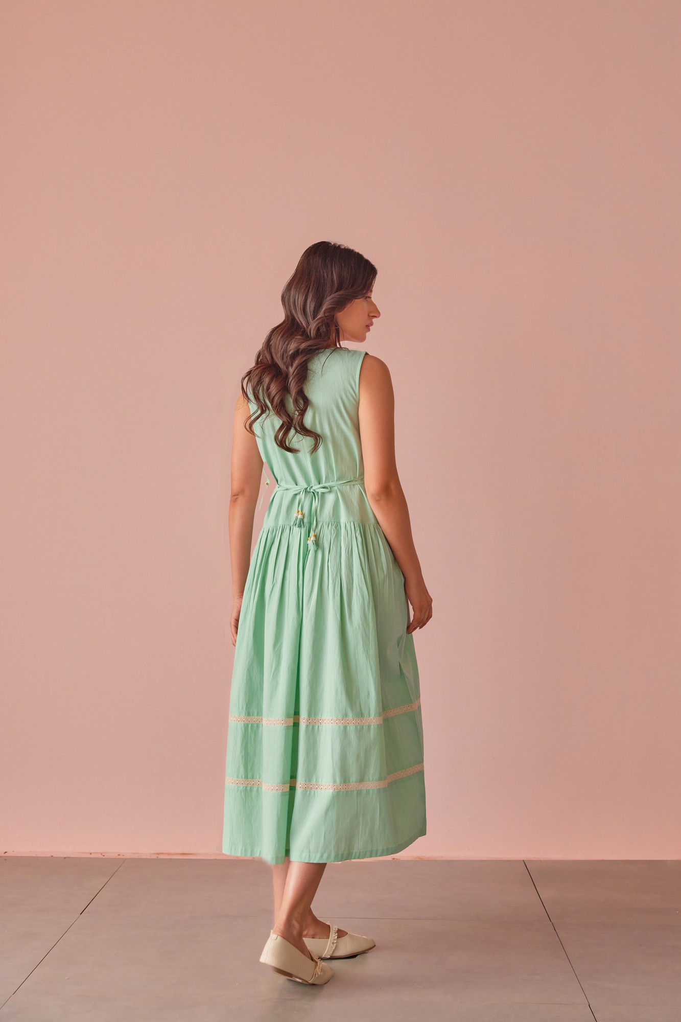 Sage Dream Cotton Modal Drop Waist Dress