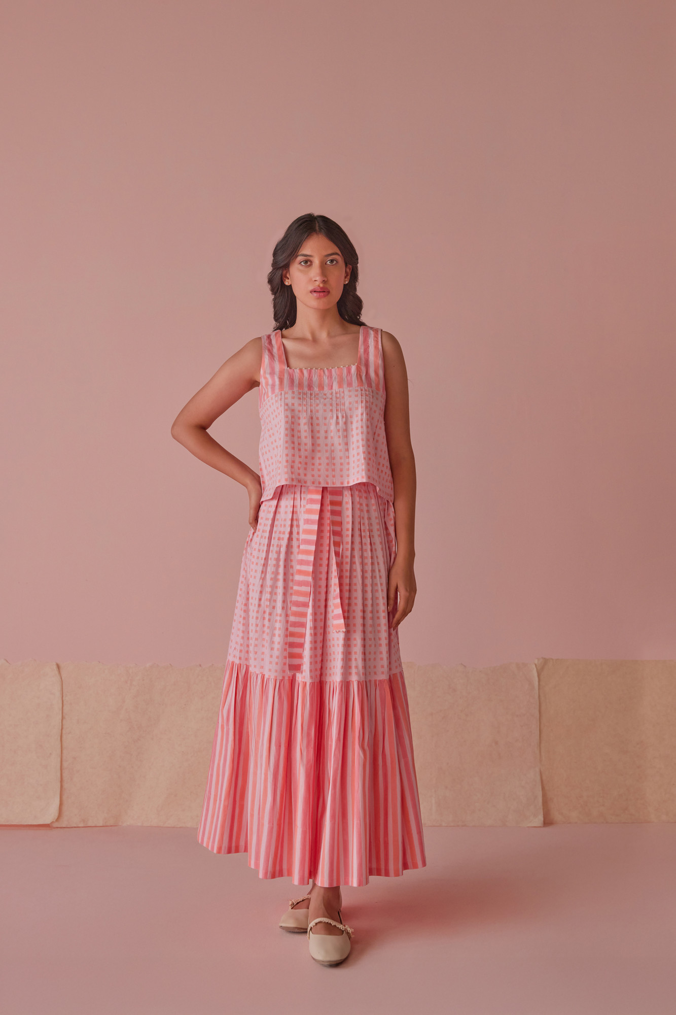 Taffy Twirl Cotton Modal Block Printed Skirt
