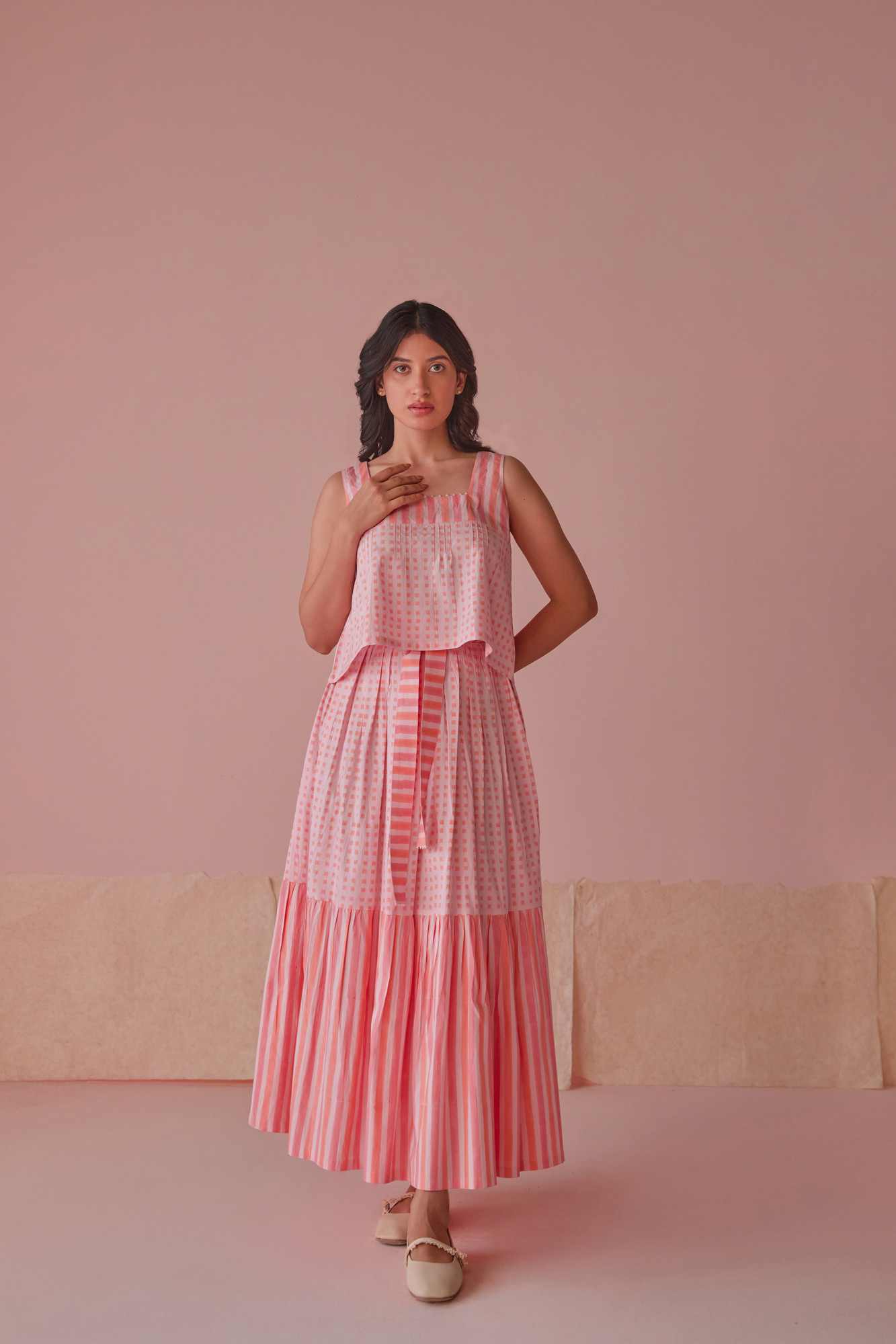 Taffy Cotton Modal Block Printed Top