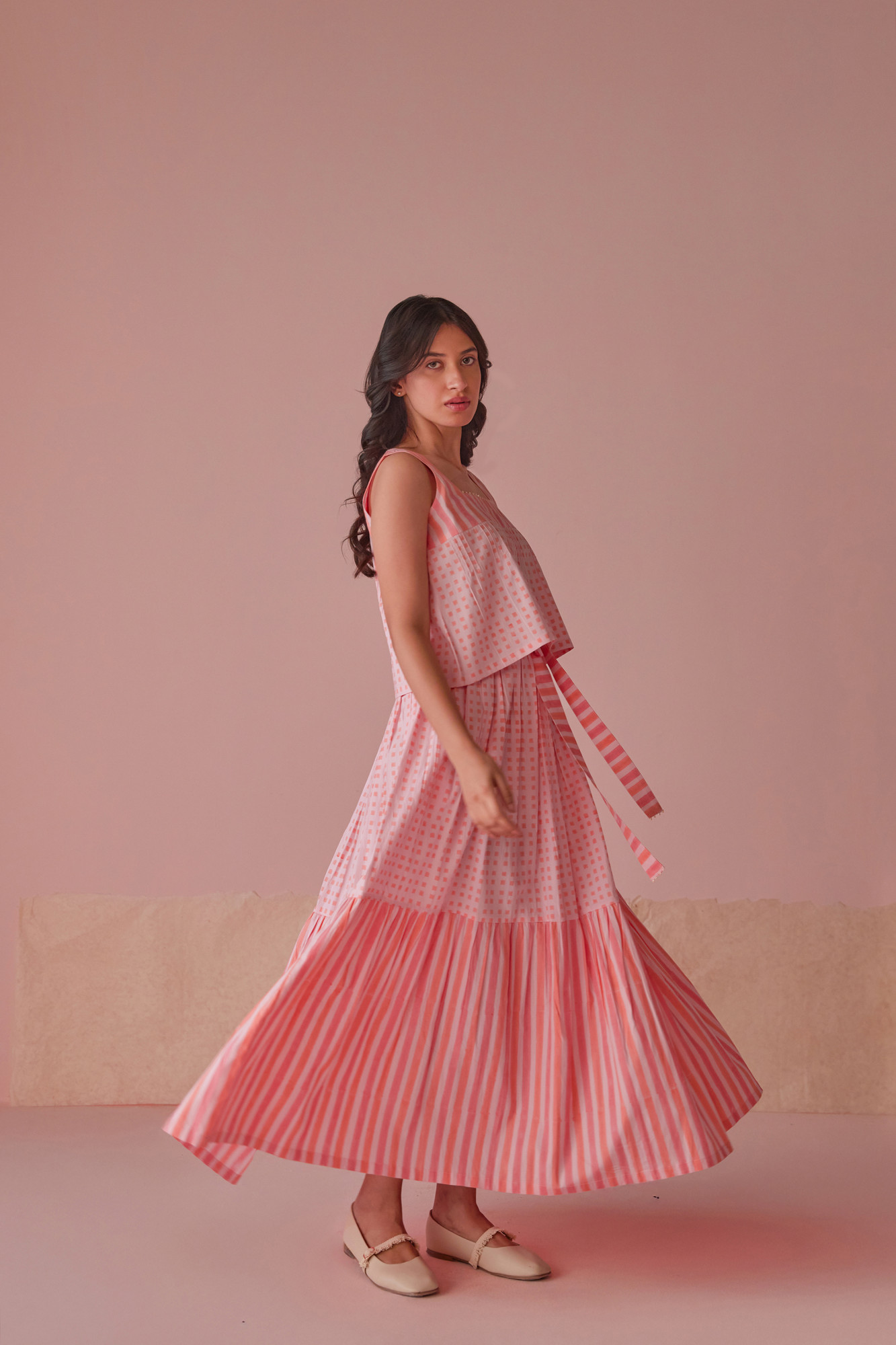 Taffy Twirl Cotton Modal Block Printed Skirt