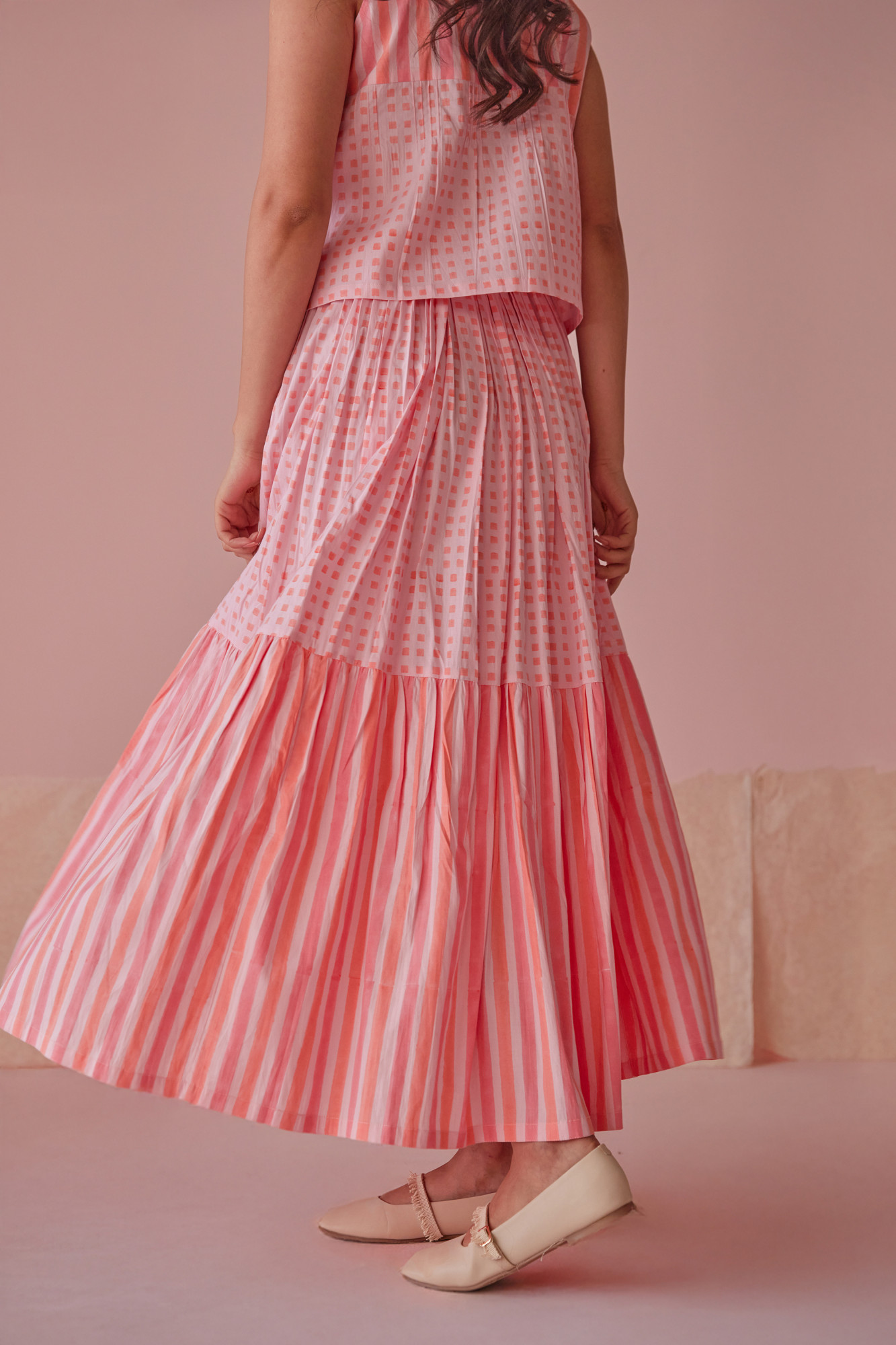 Taffy Twirl Cotton Modal Block Printed Skirt