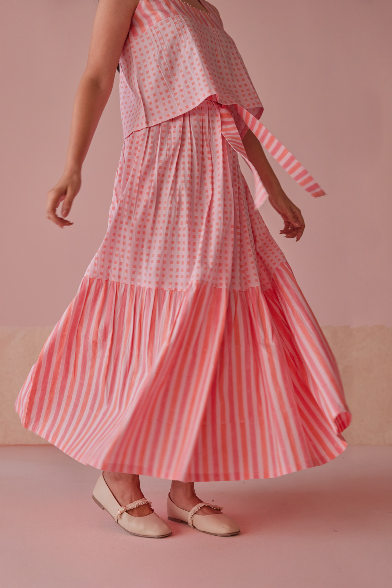 Taffy Twirl Cotton Modal Block Printed Skirt