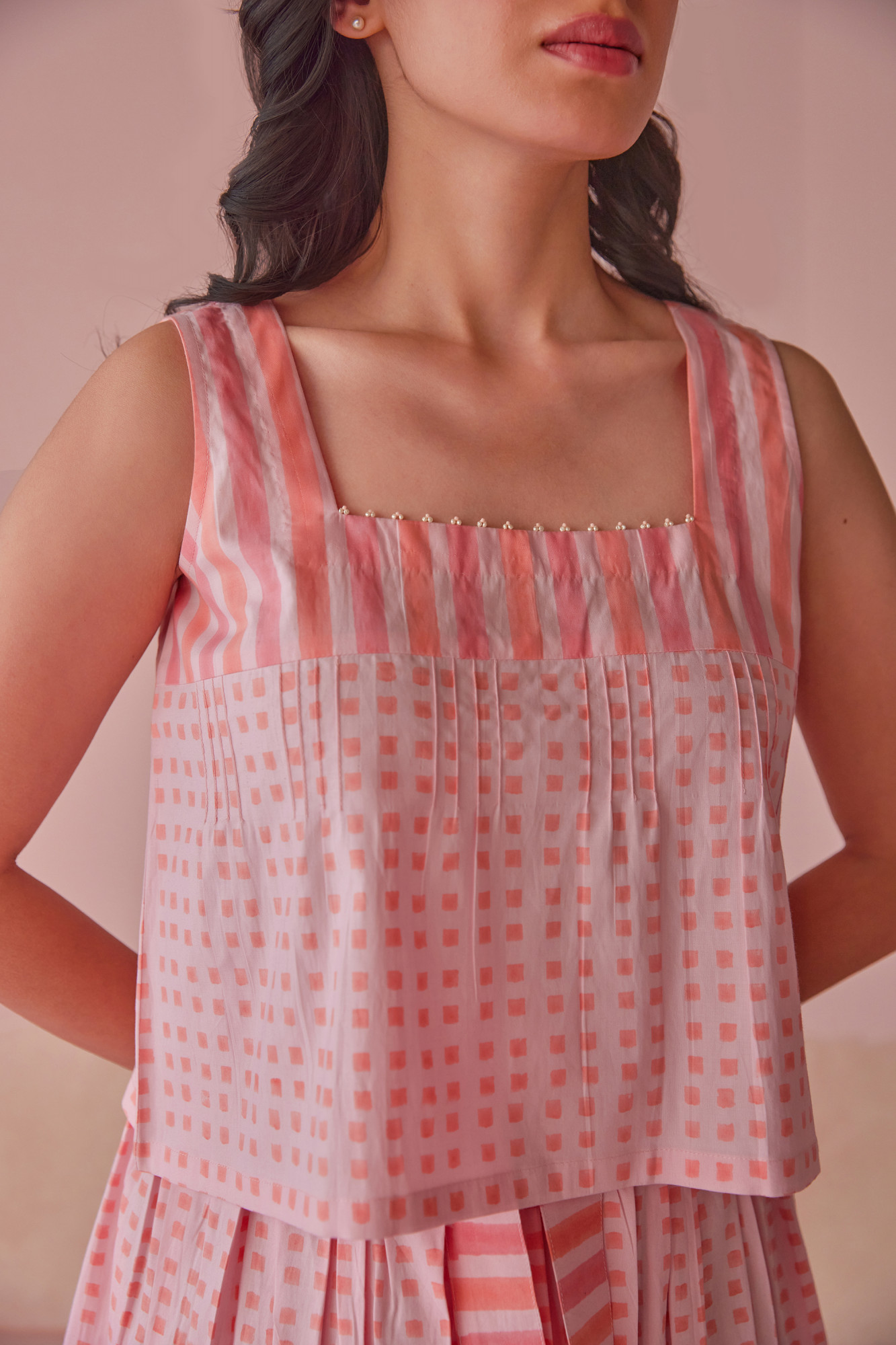 Taffy Cotton Modal Block Printed Top