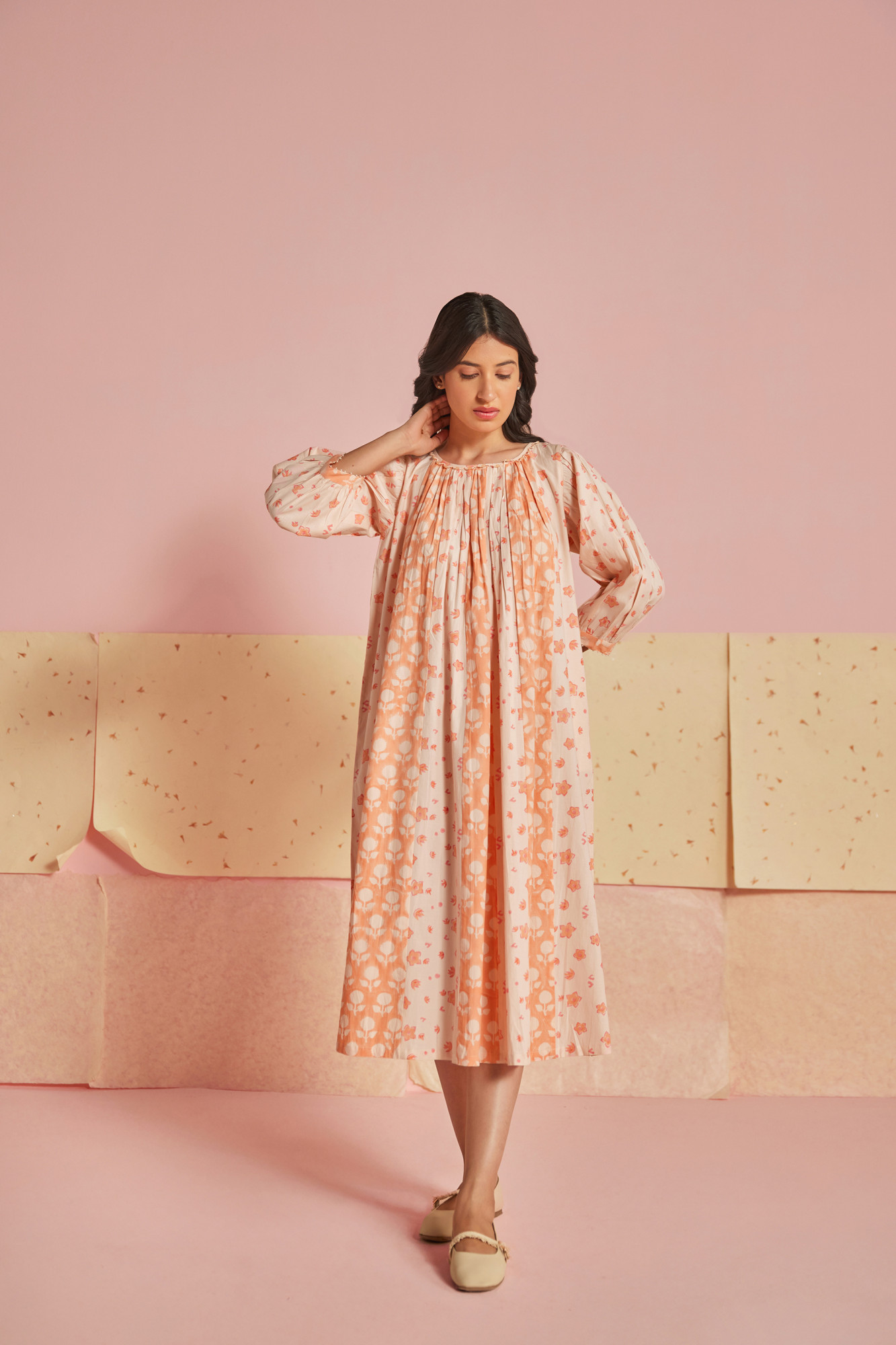 Melony Cotton Modal Block Printed Dress