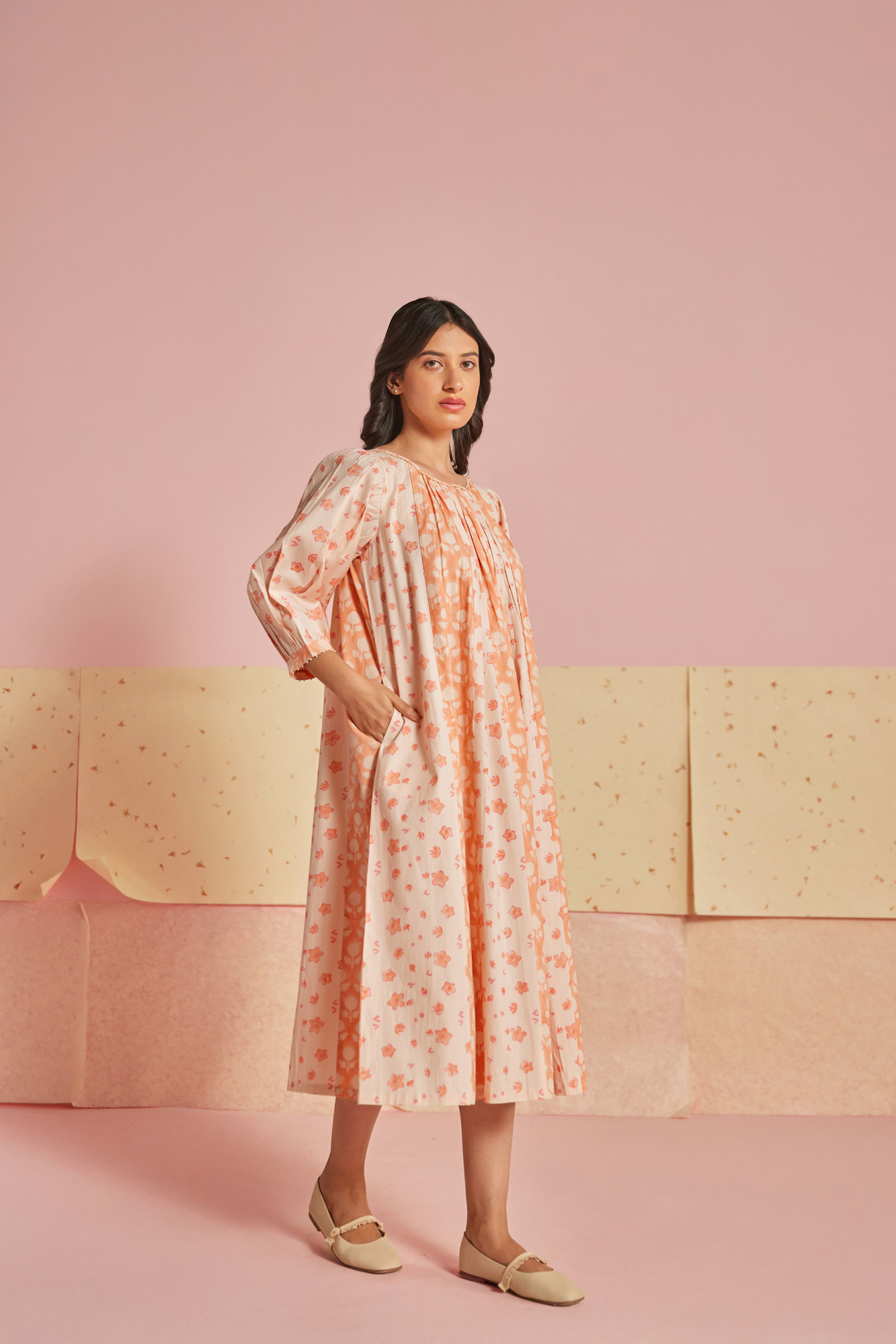 Melony Cotton Modal Block Printed Dress