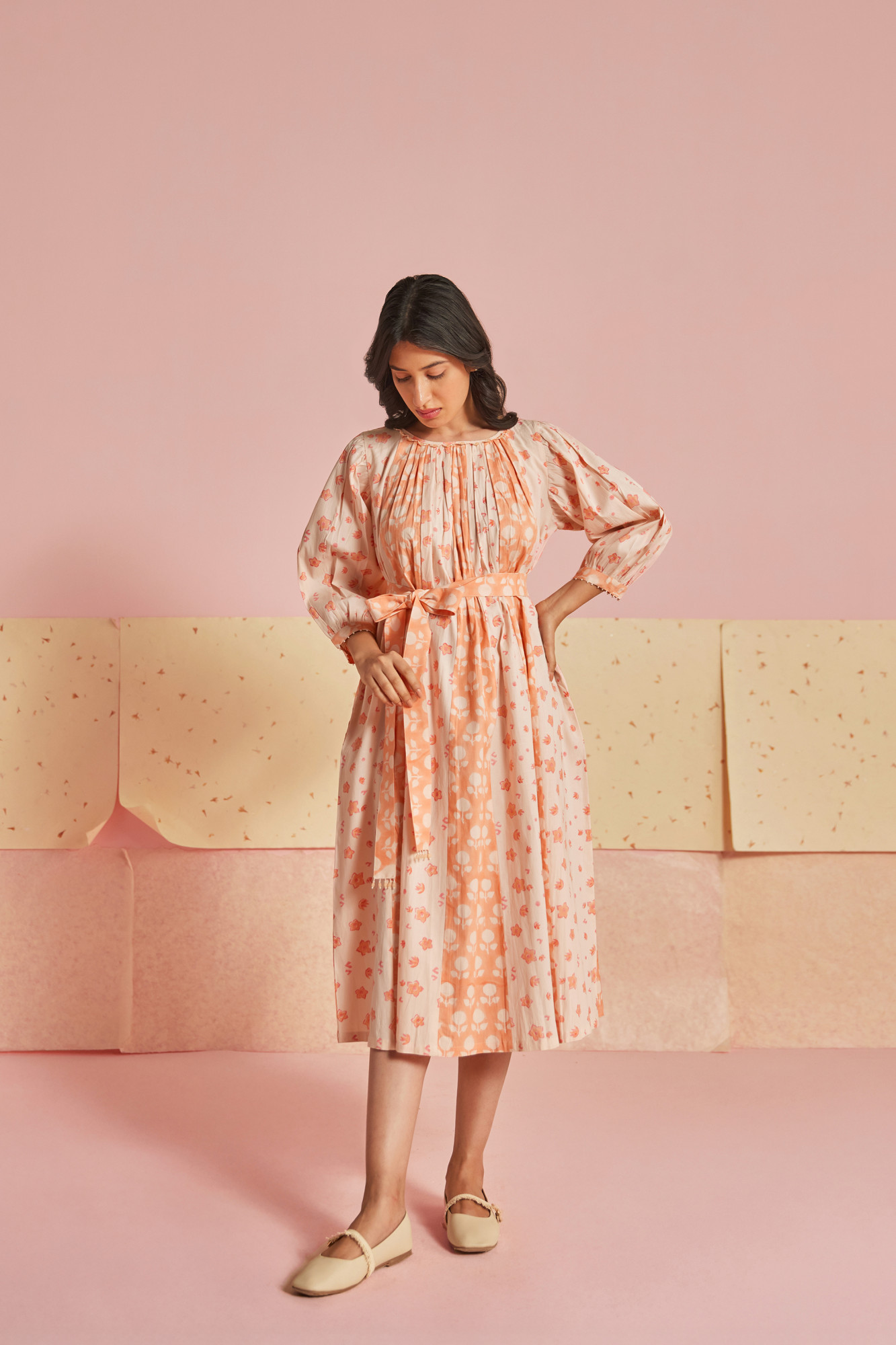 Melony Cotton Modal Block Printed Dress